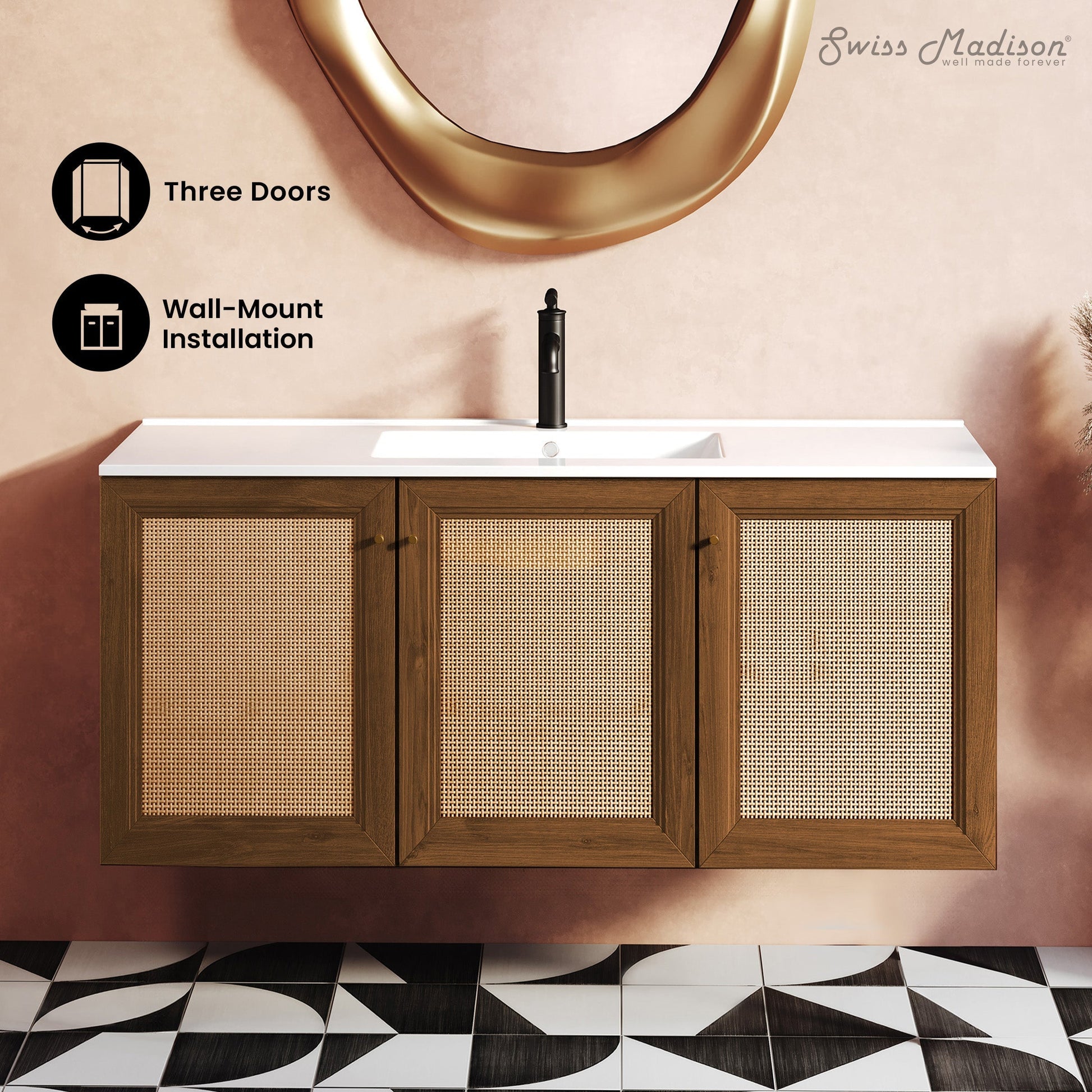 Brown Oak / White / 1-Hole