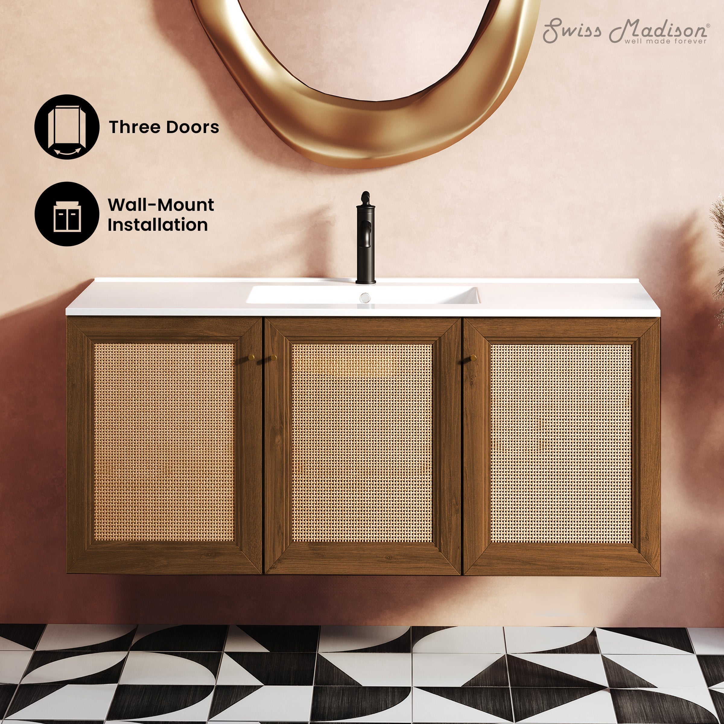 Brown Oak / White / 1-Hole