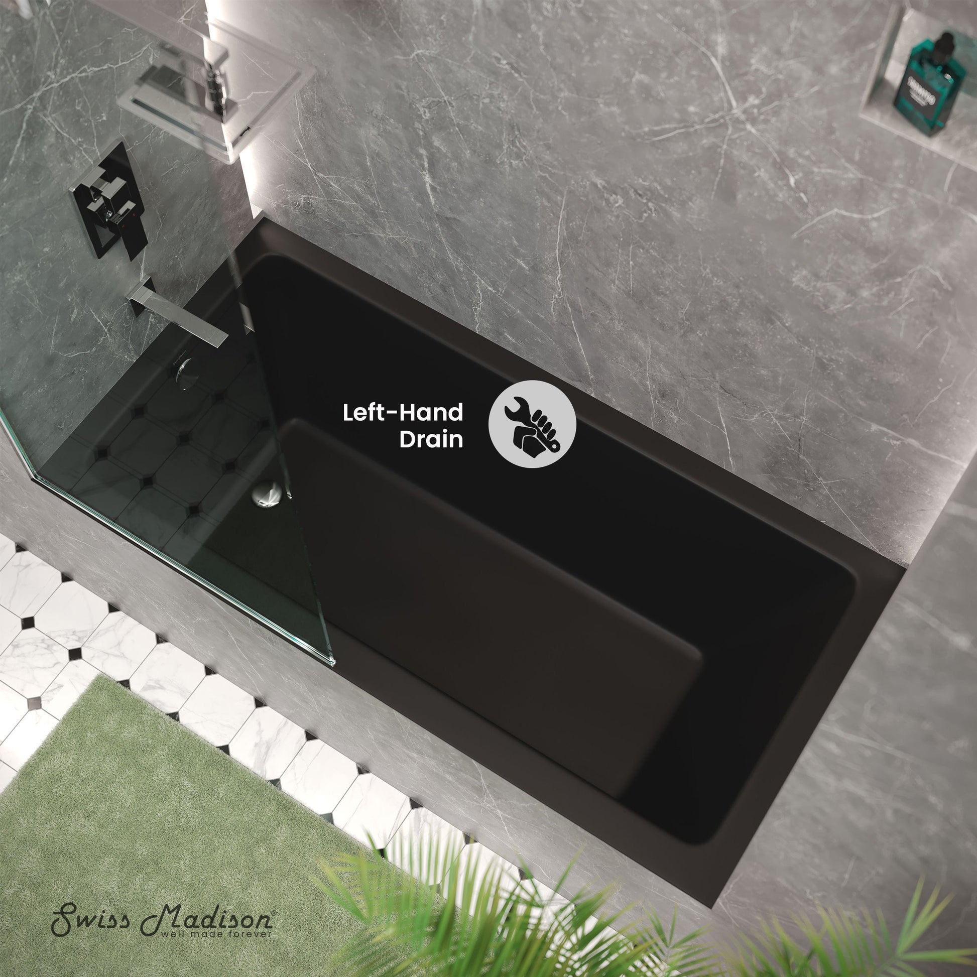 Matte Black / Alcove - No Apron / Left