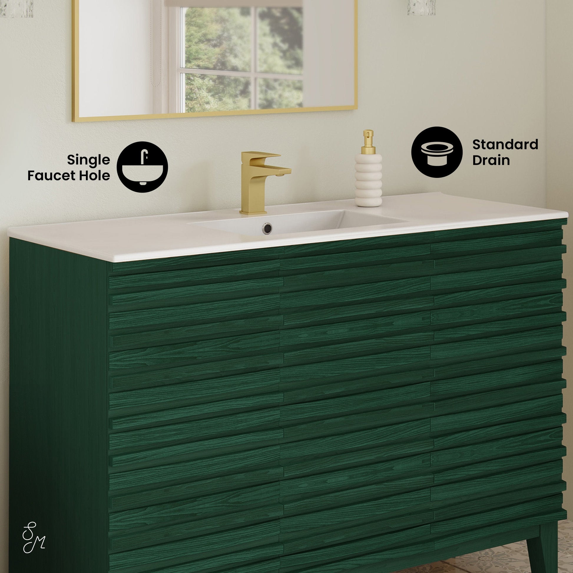 Green Oak / Glossy White / 1-Hole