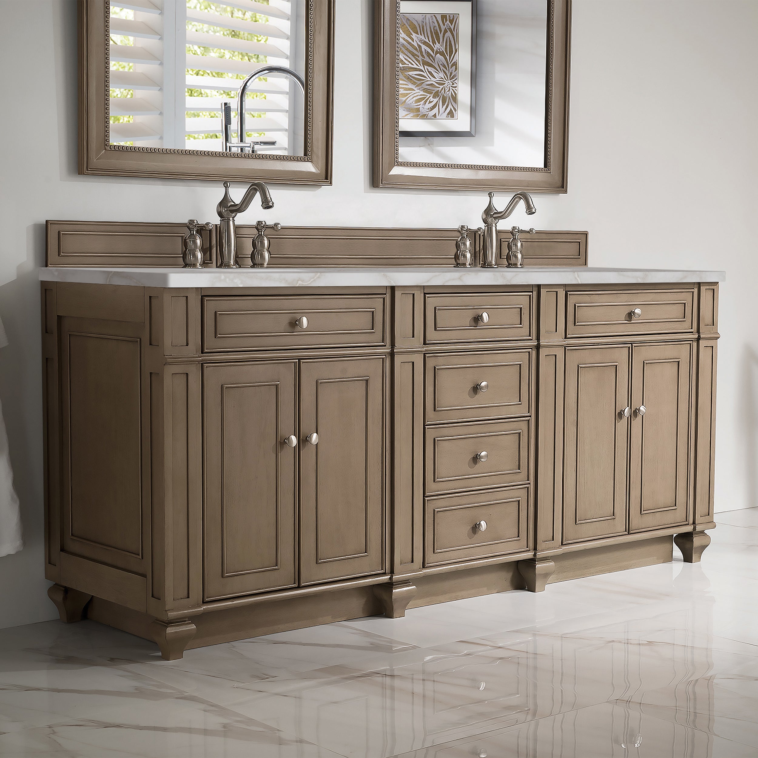 Whitewashed Walnut / Victorian Silver - 3 Faucet Holes