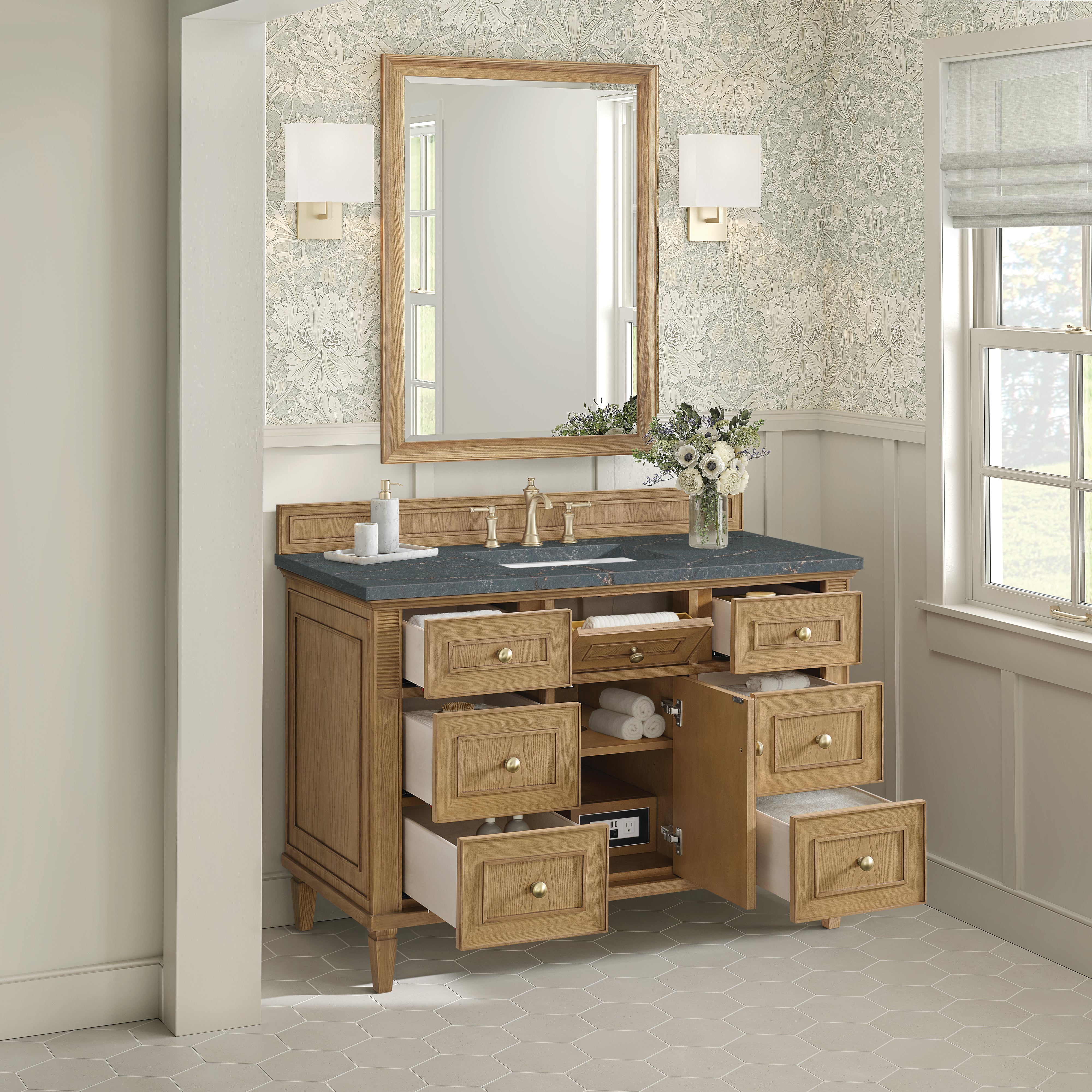 Light Natural Oak / Parisien Bleu - 3 Faucet Holes