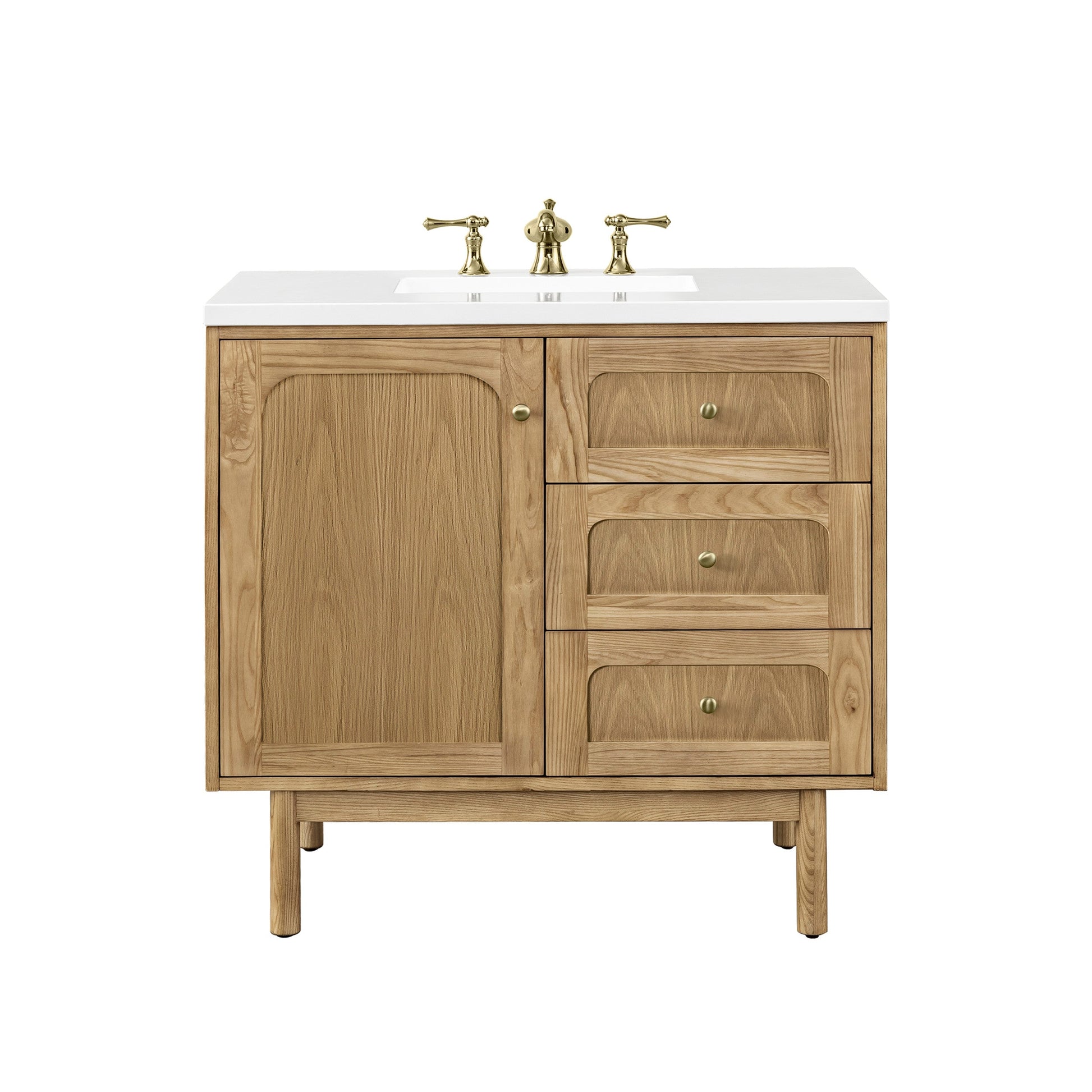 Light Natural Oak / White Zeus - 3 Faucet Holes