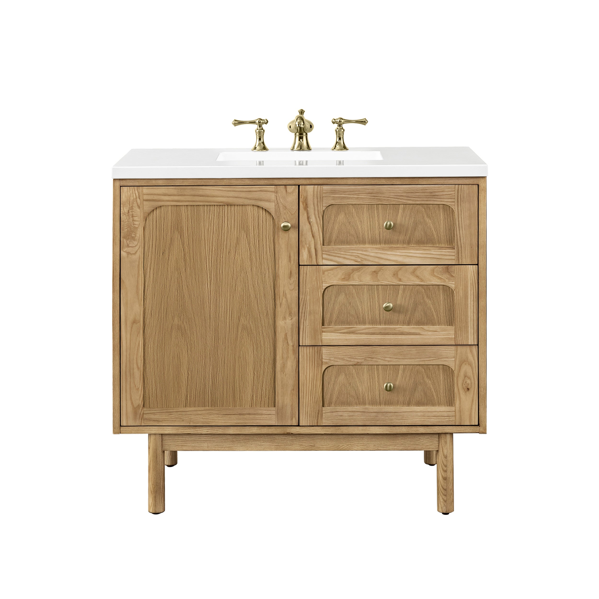 Light Natural Oak / White Zeus - 3 Faucet Holes
