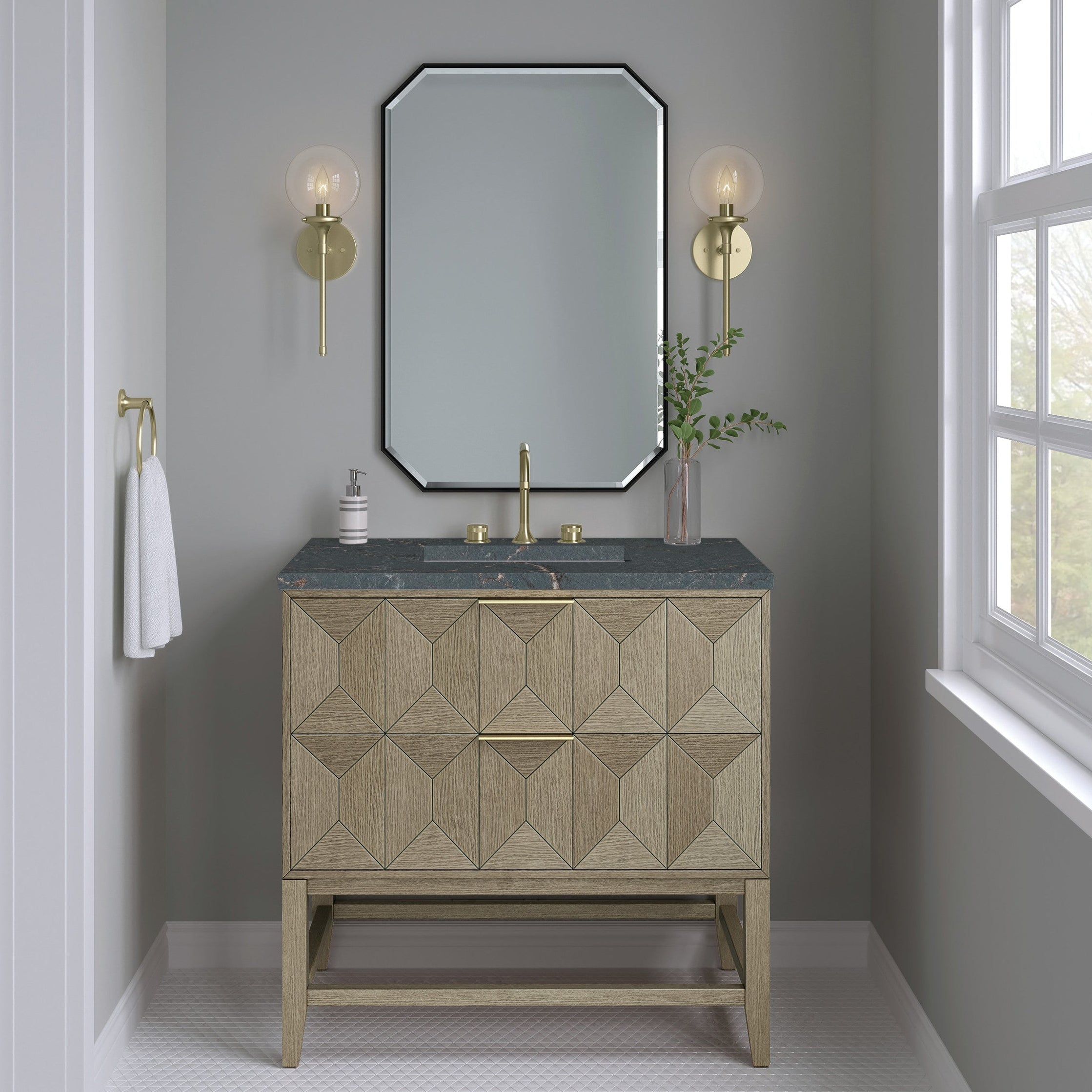 Pebble Oak / Parisien Bleu - 3 Faucet Holes
