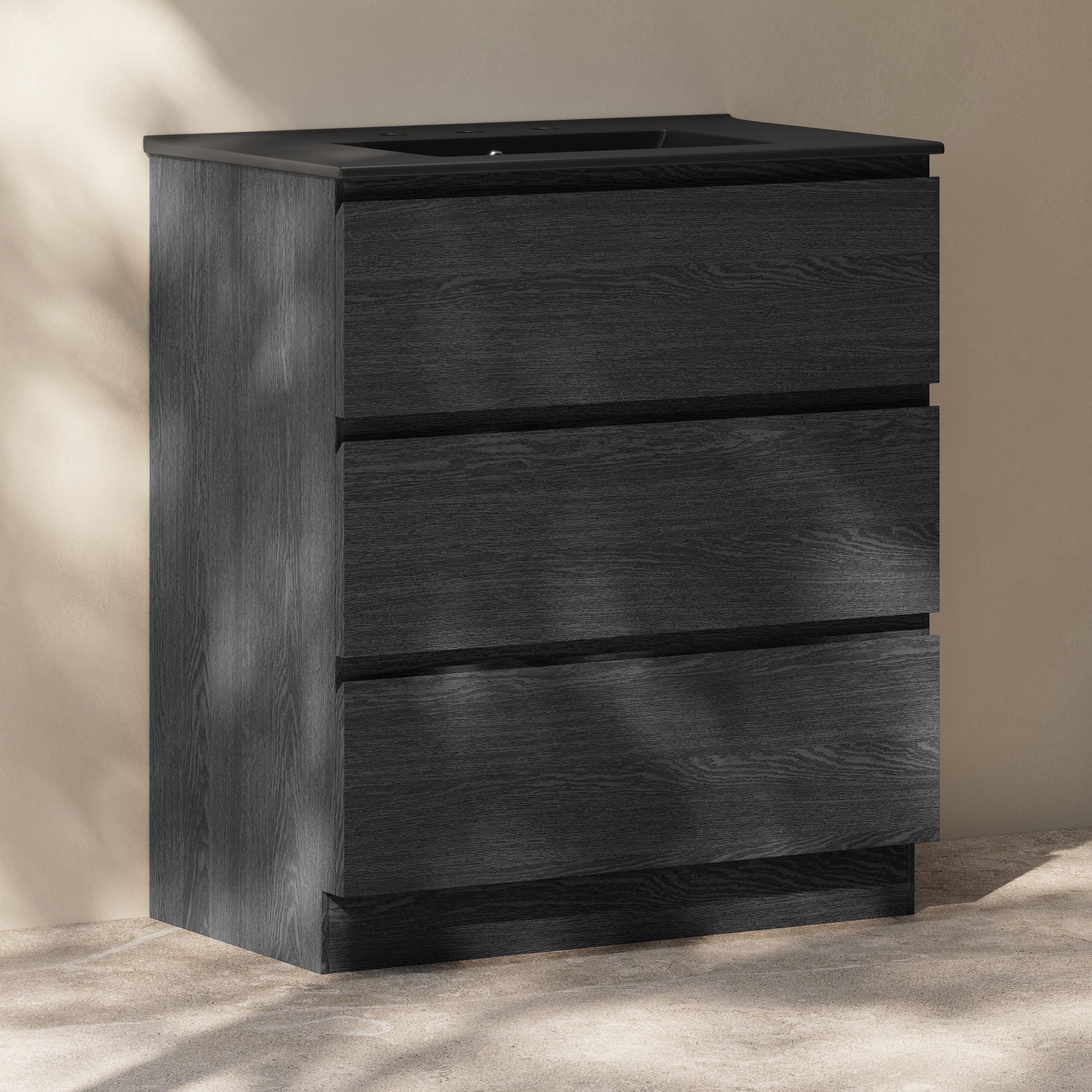 Black Oak / Matte Black / 3-Hole