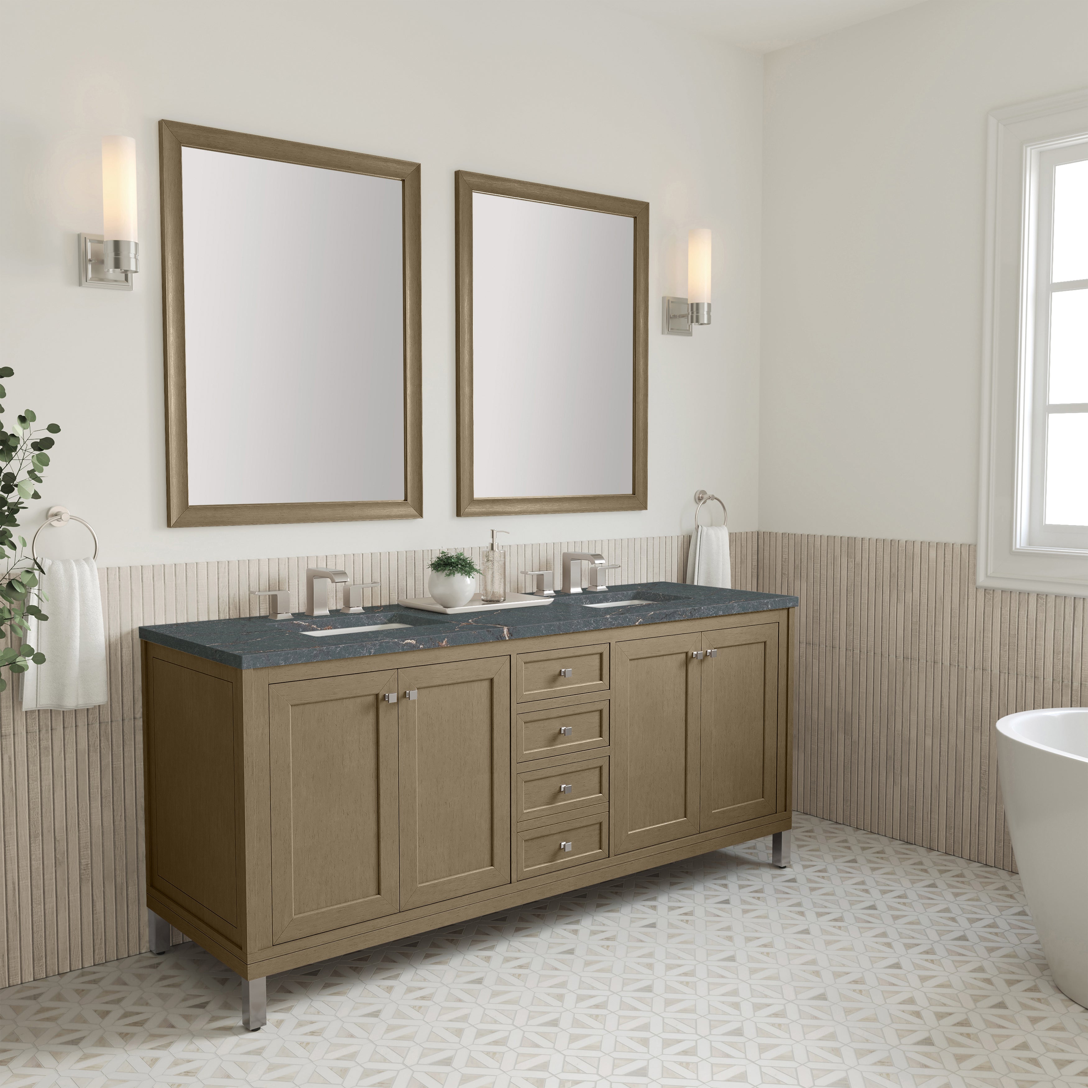 Walnut Whisper / Parisien Bleu - 3 Faucet Holes