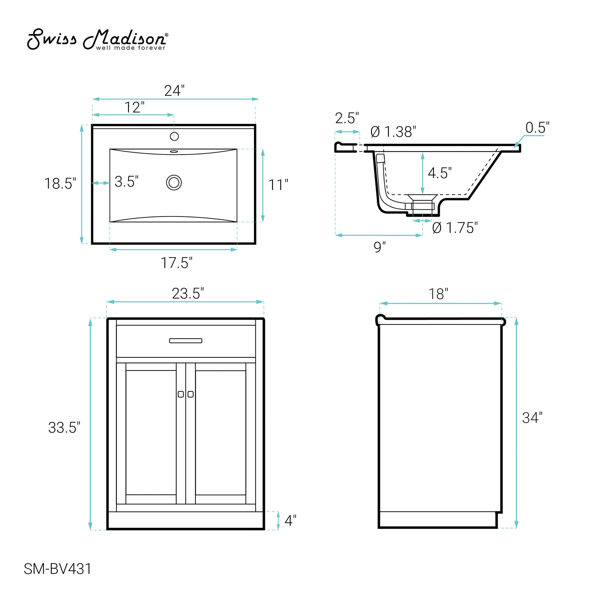 White / White / 1-Hole