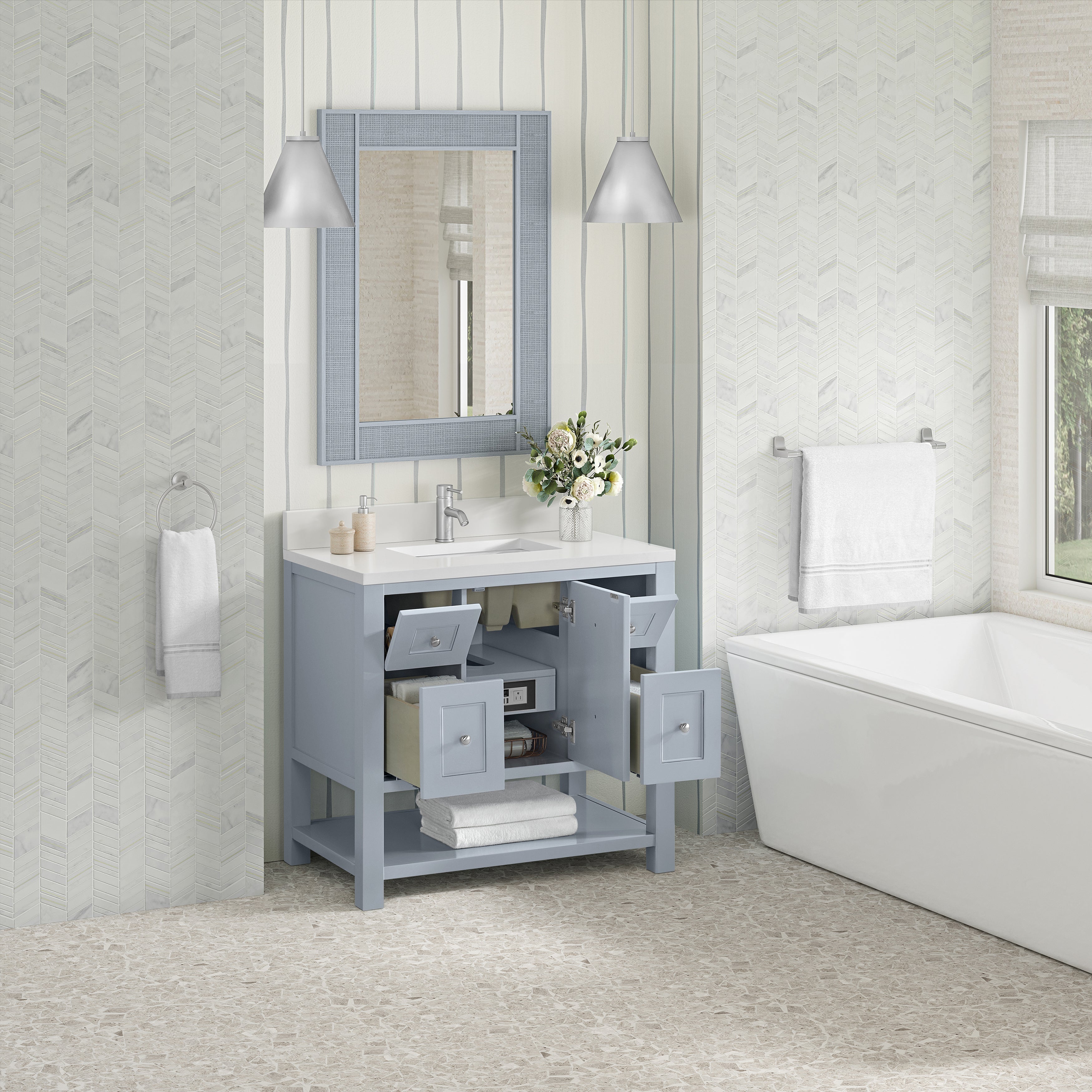Serenity Blue / White Zeus - 1 Faucet Hole