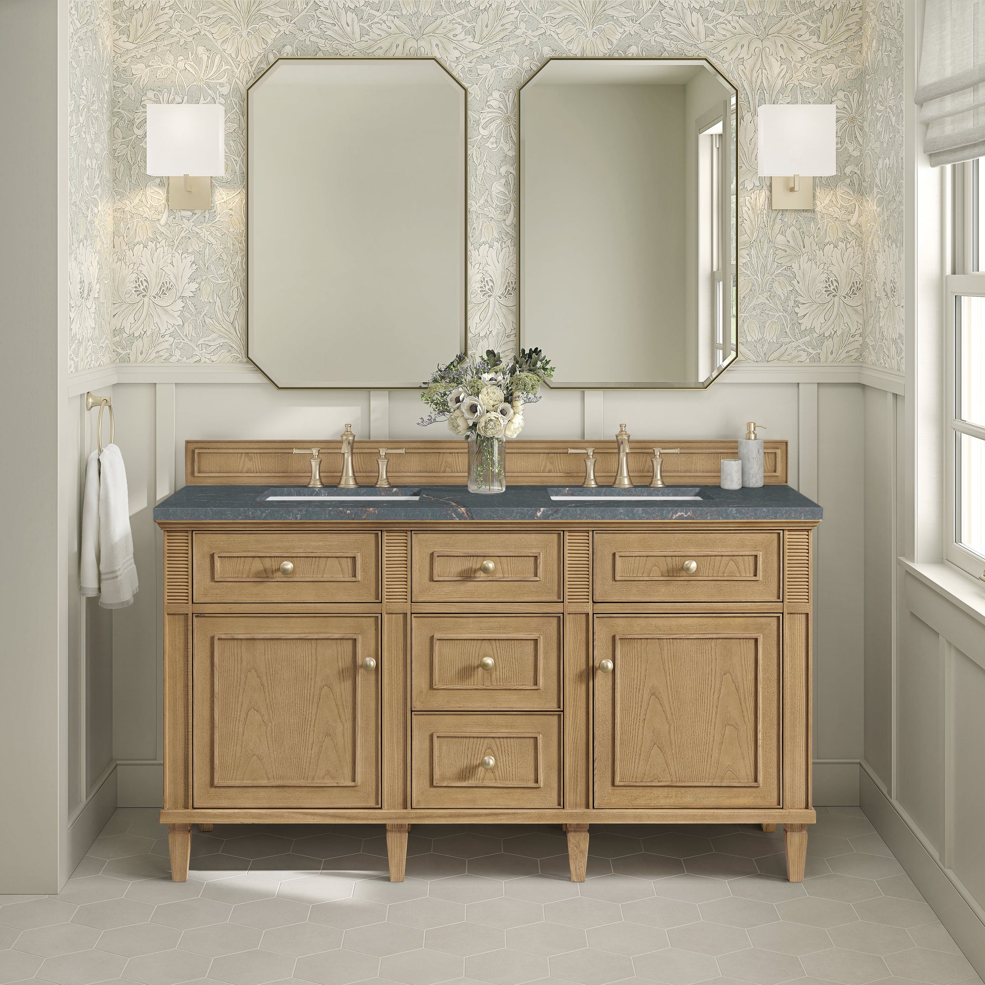 Light Natural Oak / Parisien Bleu - 3 Faucet Holes