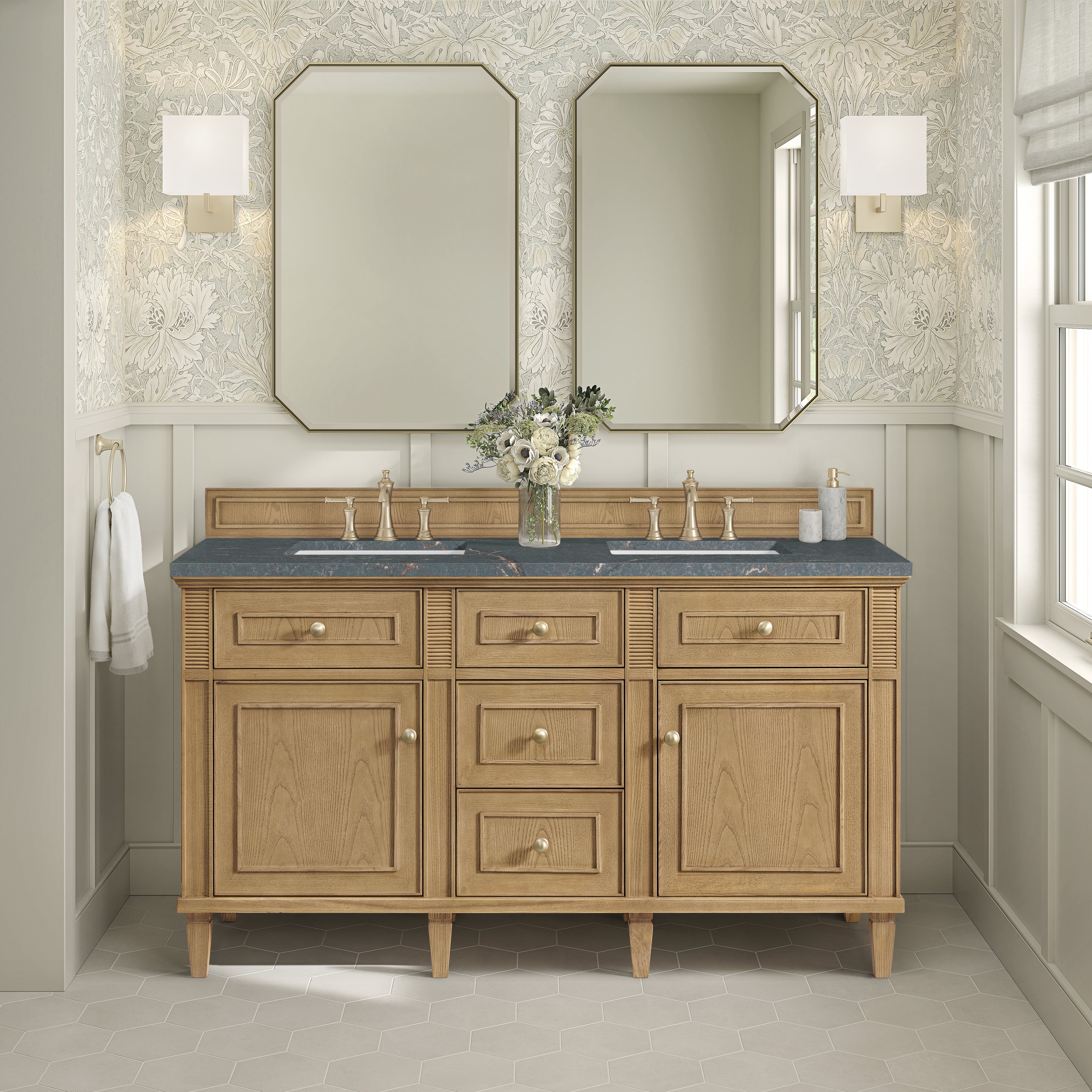 Light Natural Oak / Parisien Bleu - 3 Faucet Holes