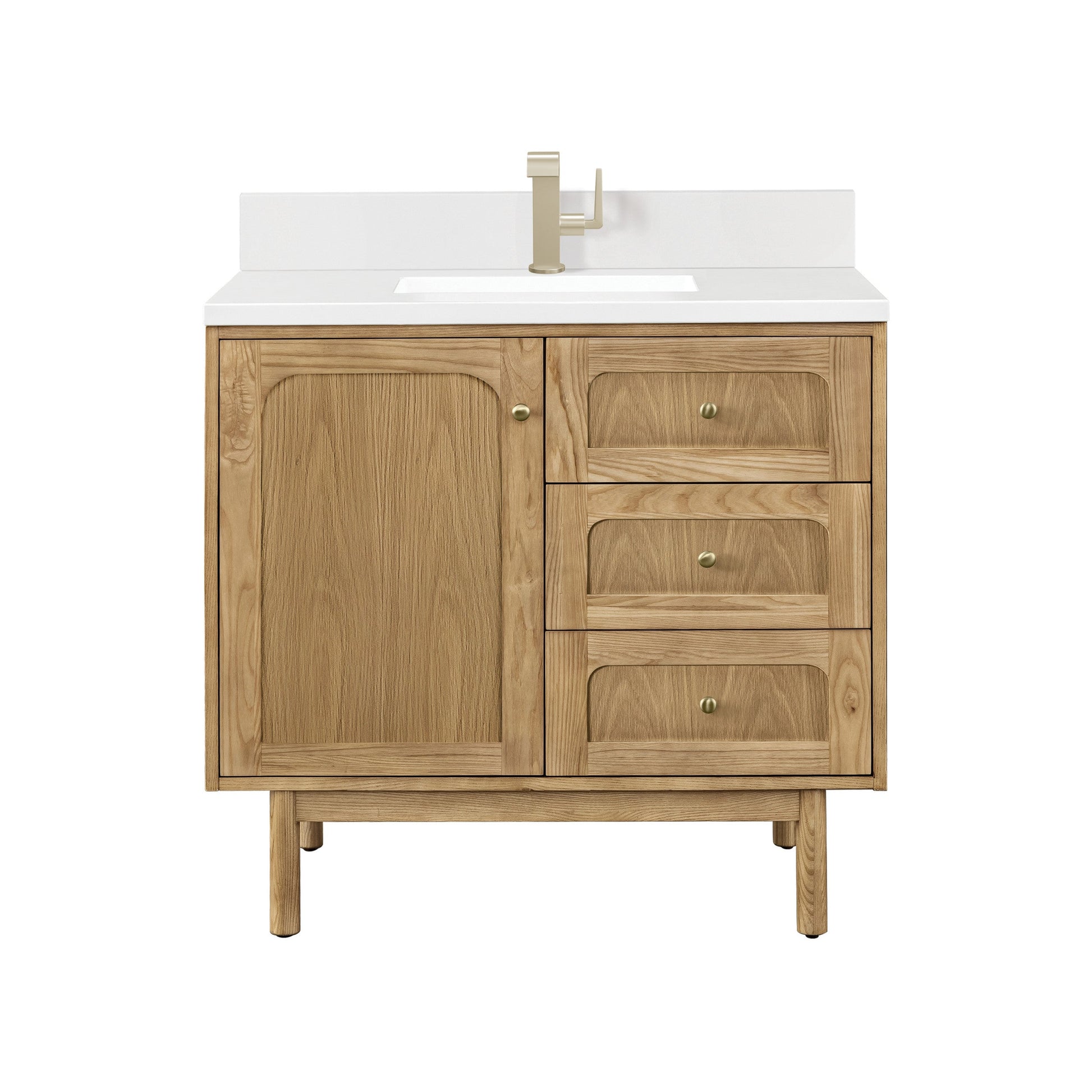 Light Natural Oak / White Zeus - 1 Faucet Hole