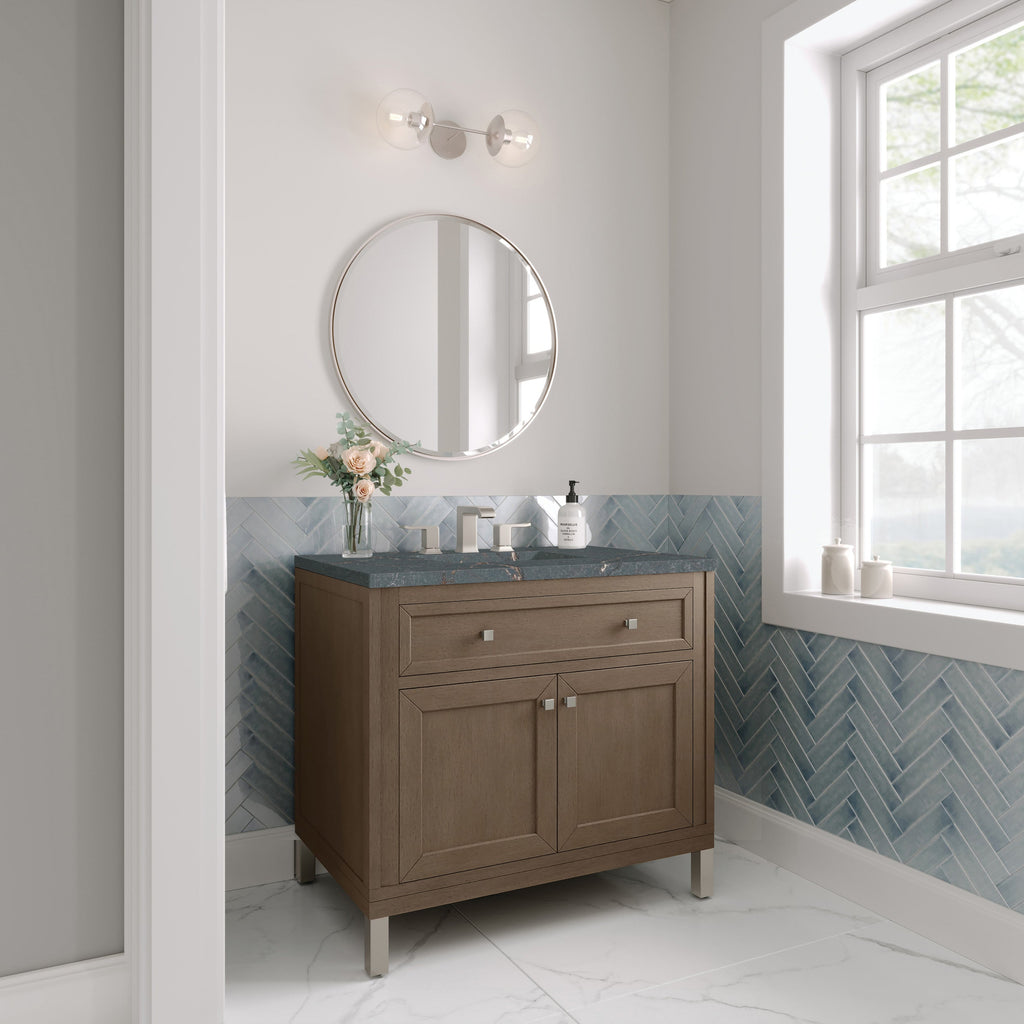 Whitewashed Walnut / Parisien Bleu - 3 Faucet Holes