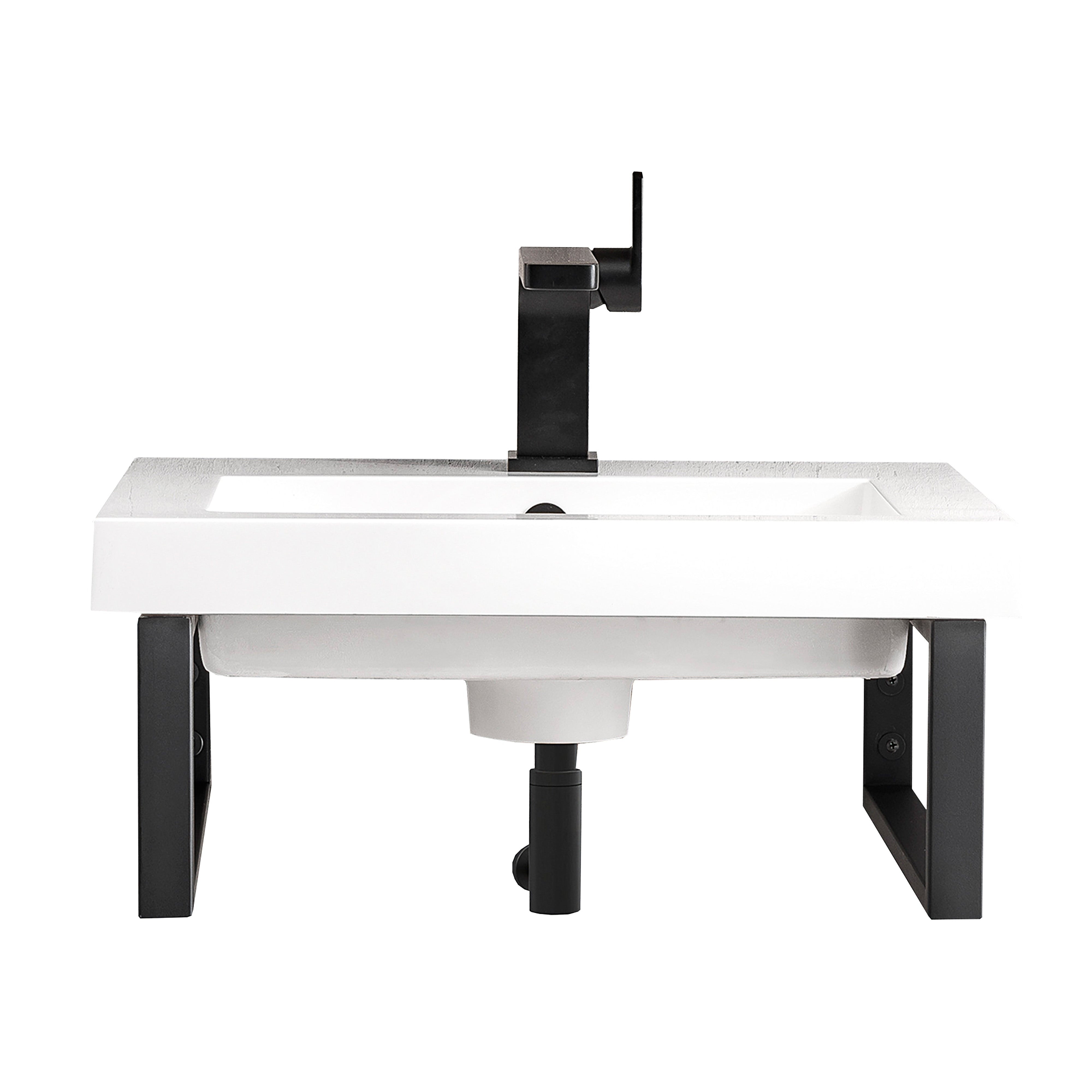 Matte black / 20" White Glossy Composite Stone Top