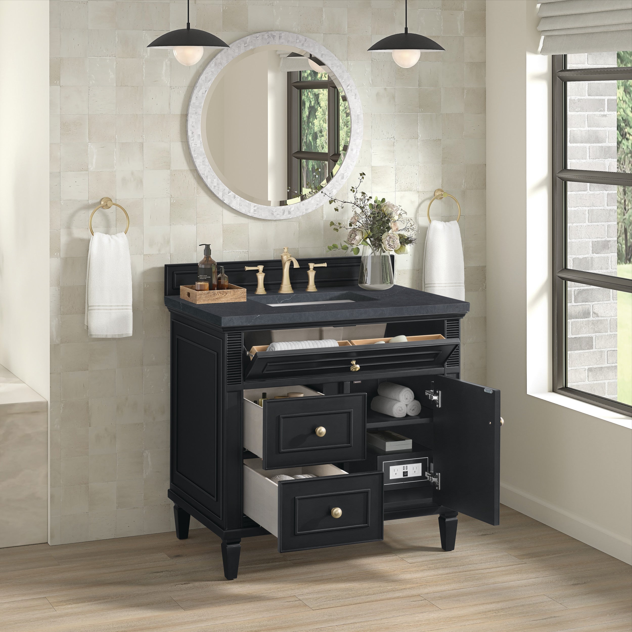 Black Onyx / Charcoal Soapstone - 3 Faucet Holes