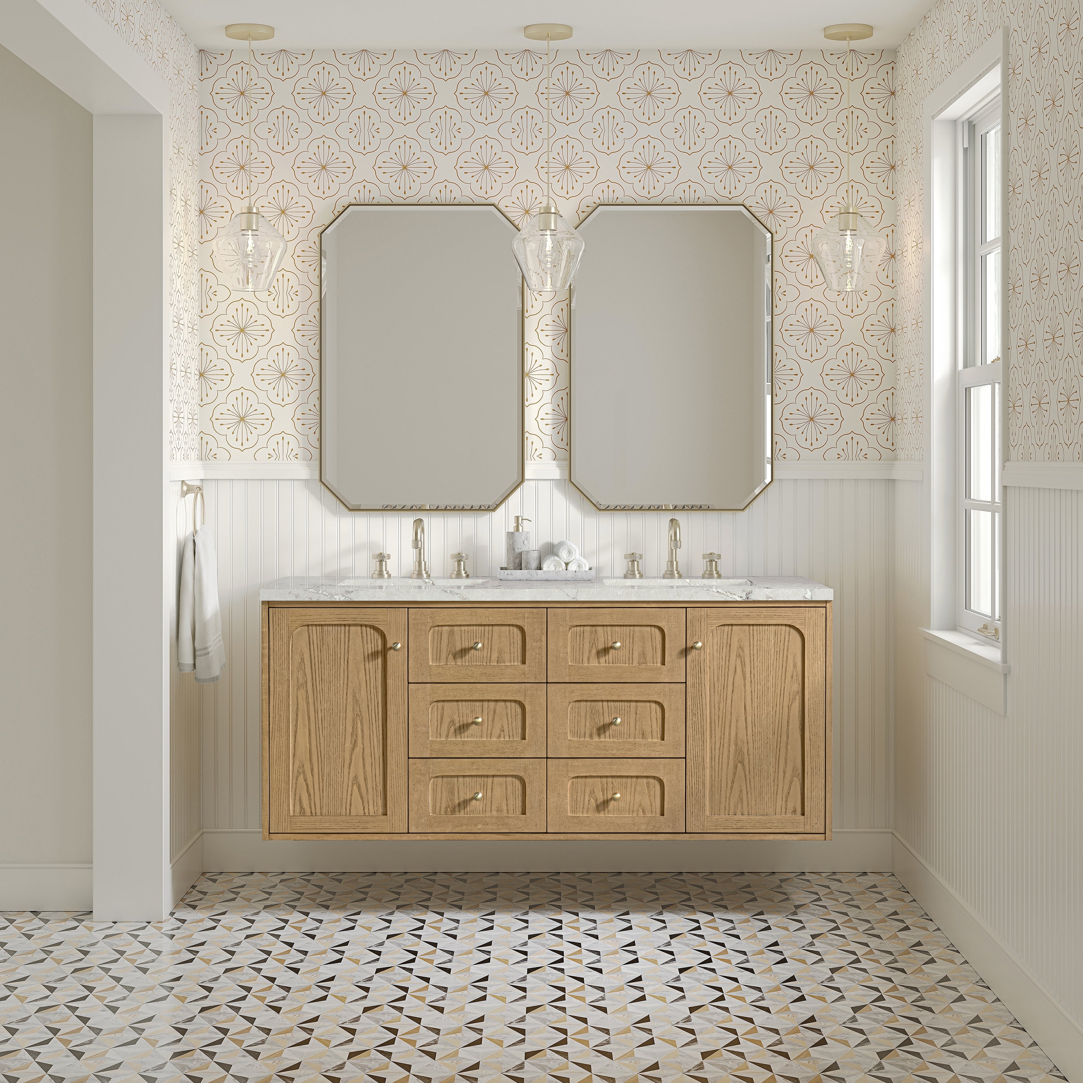 Light Natural Oak / Victorian Silver - 3 Faucet Holes