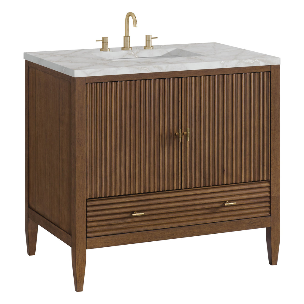 Mid-Century Walnut / Victorian Silver - 3 Faucet Holes