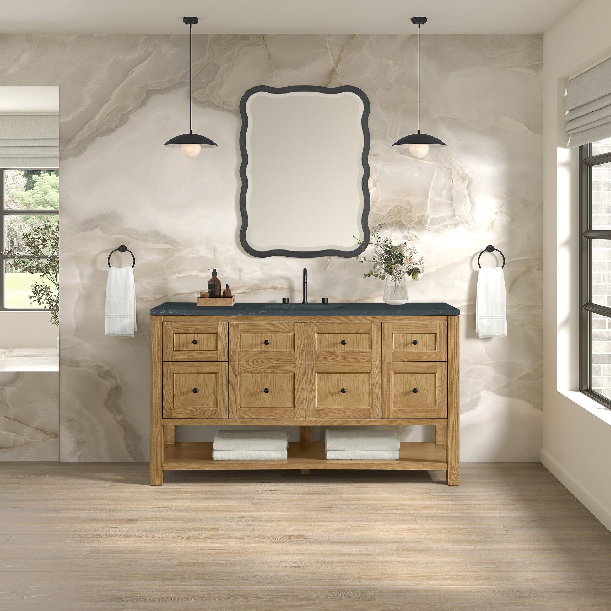 Light Natural Oak / Charcoal Soapstone - 3 Faucet Holes