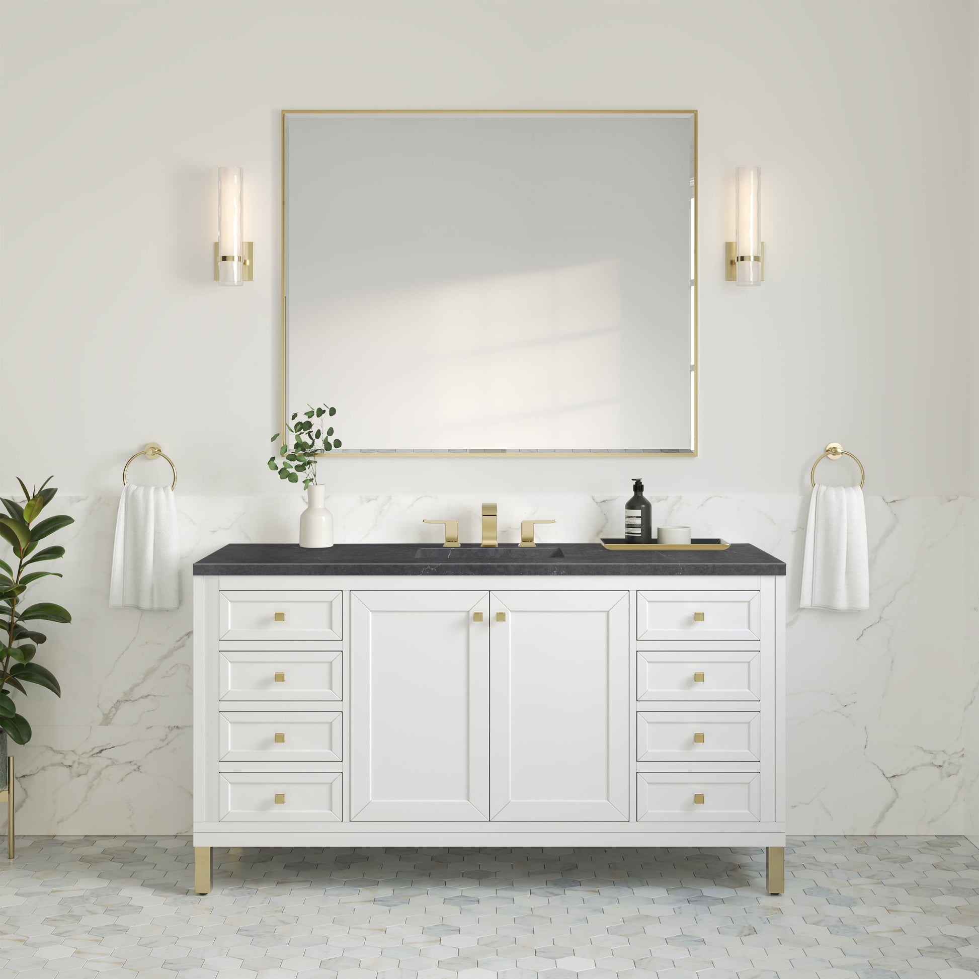 Glossy White / Charcoal Soapstone - 3 Faucet Holes