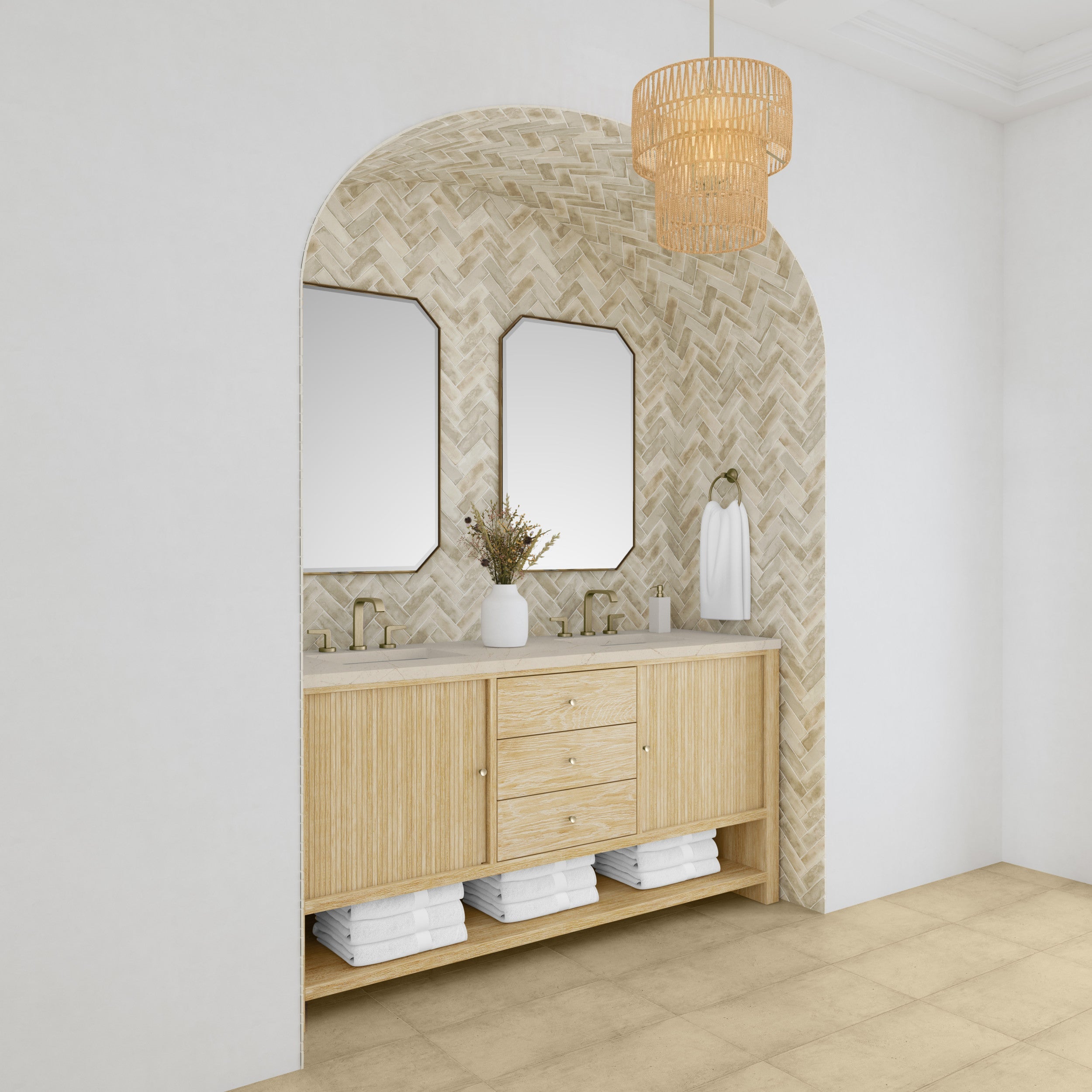 Sunwashed Oak / Eternal Marfil - 3 Faucet Holes