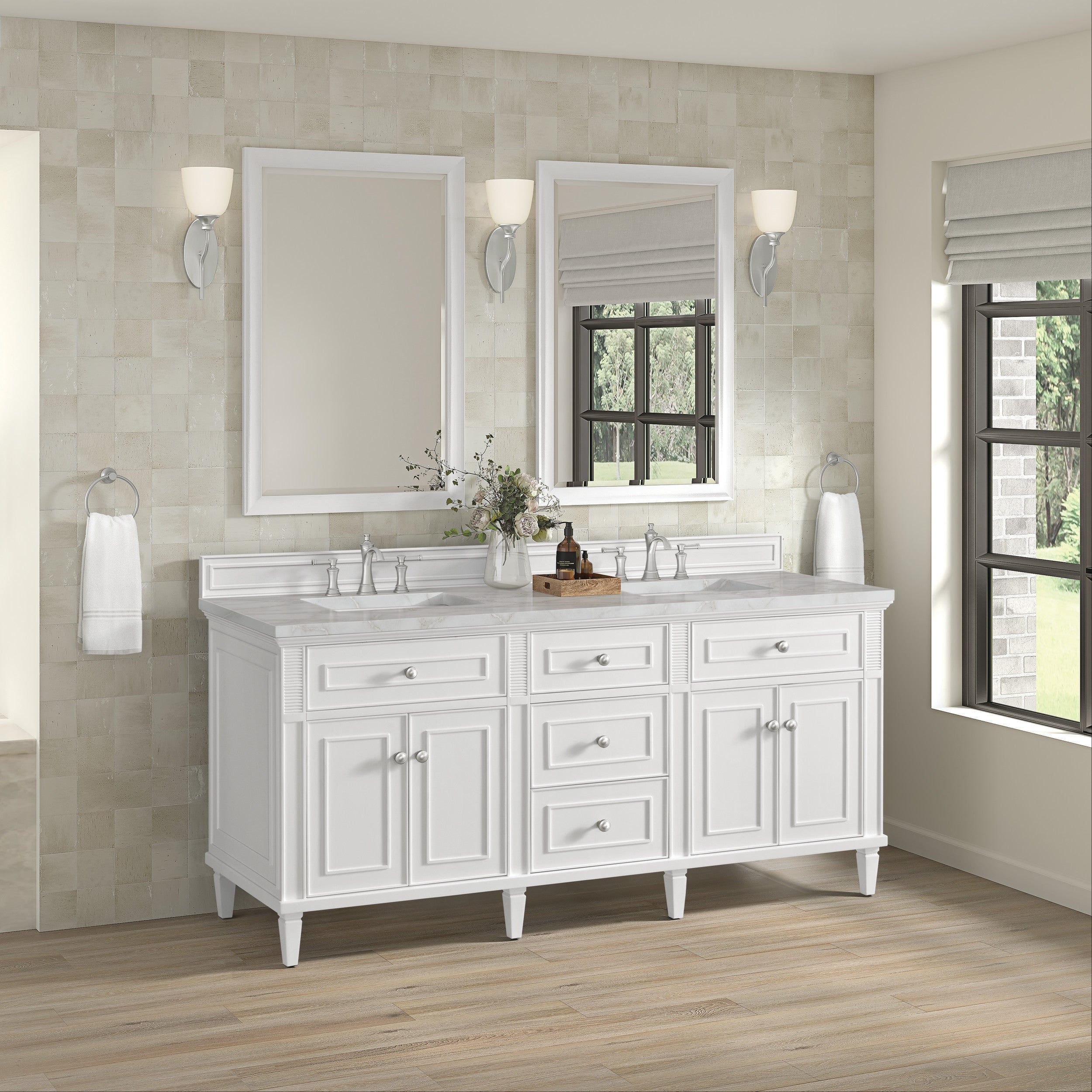 Bright White / Victorian Silver - 3 Faucet Holes