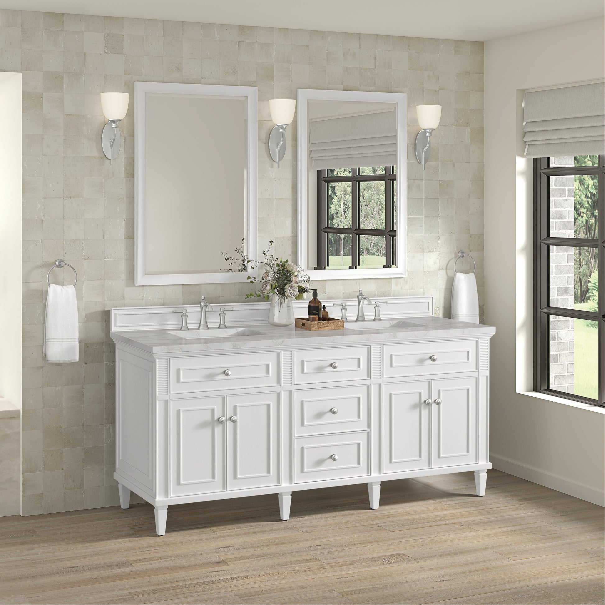 Bright White / Victorian Silver - 3 Faucet Holes