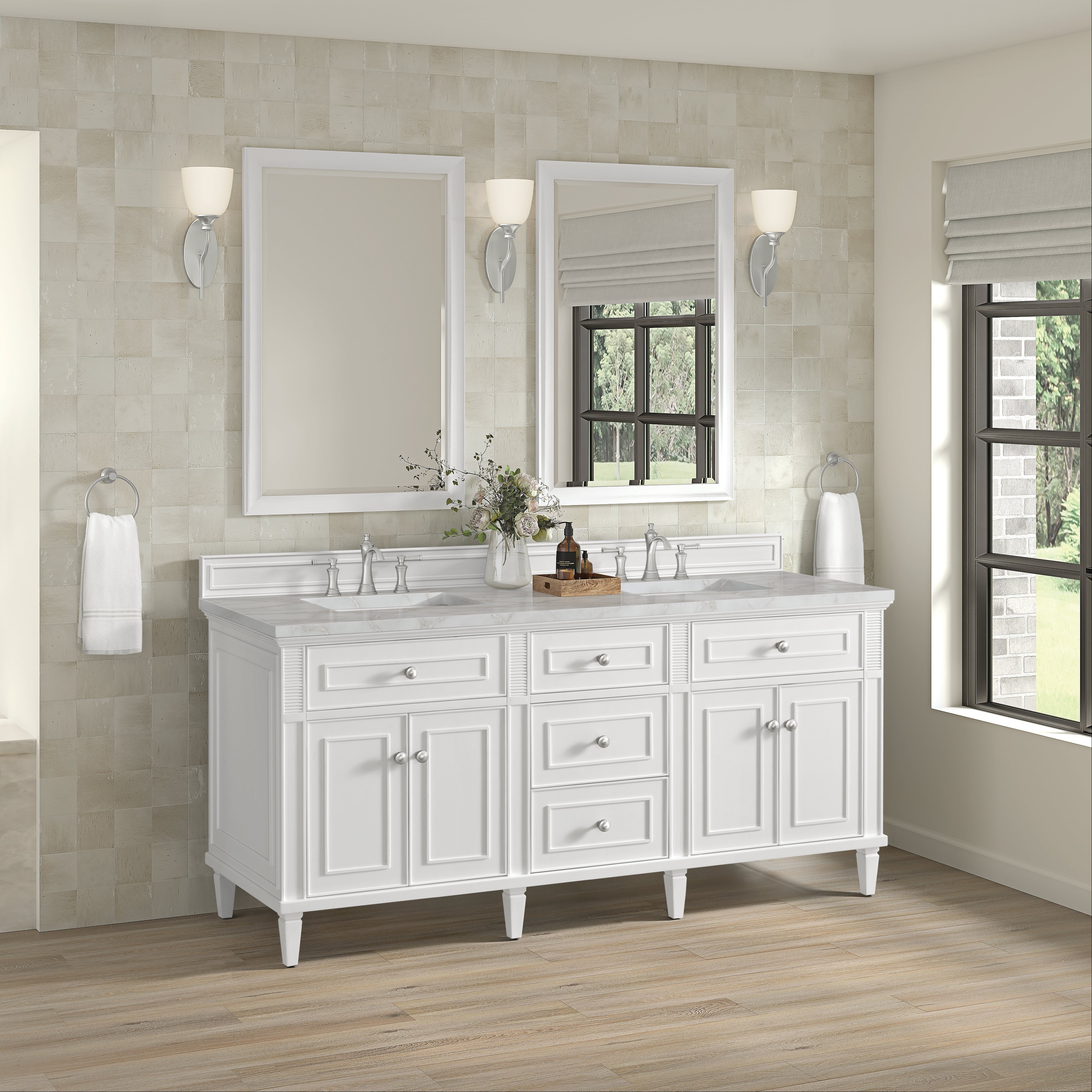 Bright White / Victorian Silver - 3 Faucet Holes