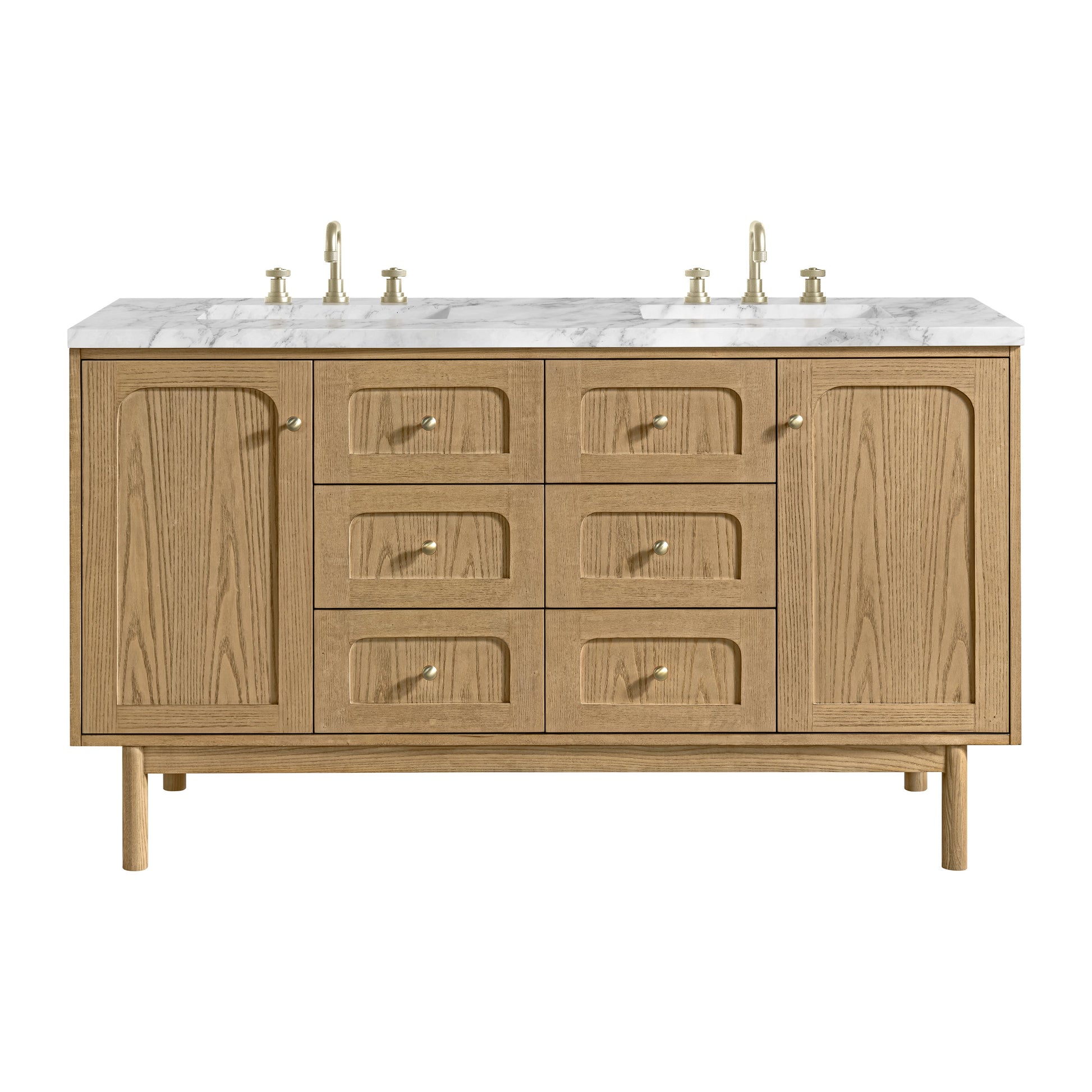 Light Natural Oak / Carrara White - 3 Faucet Holes