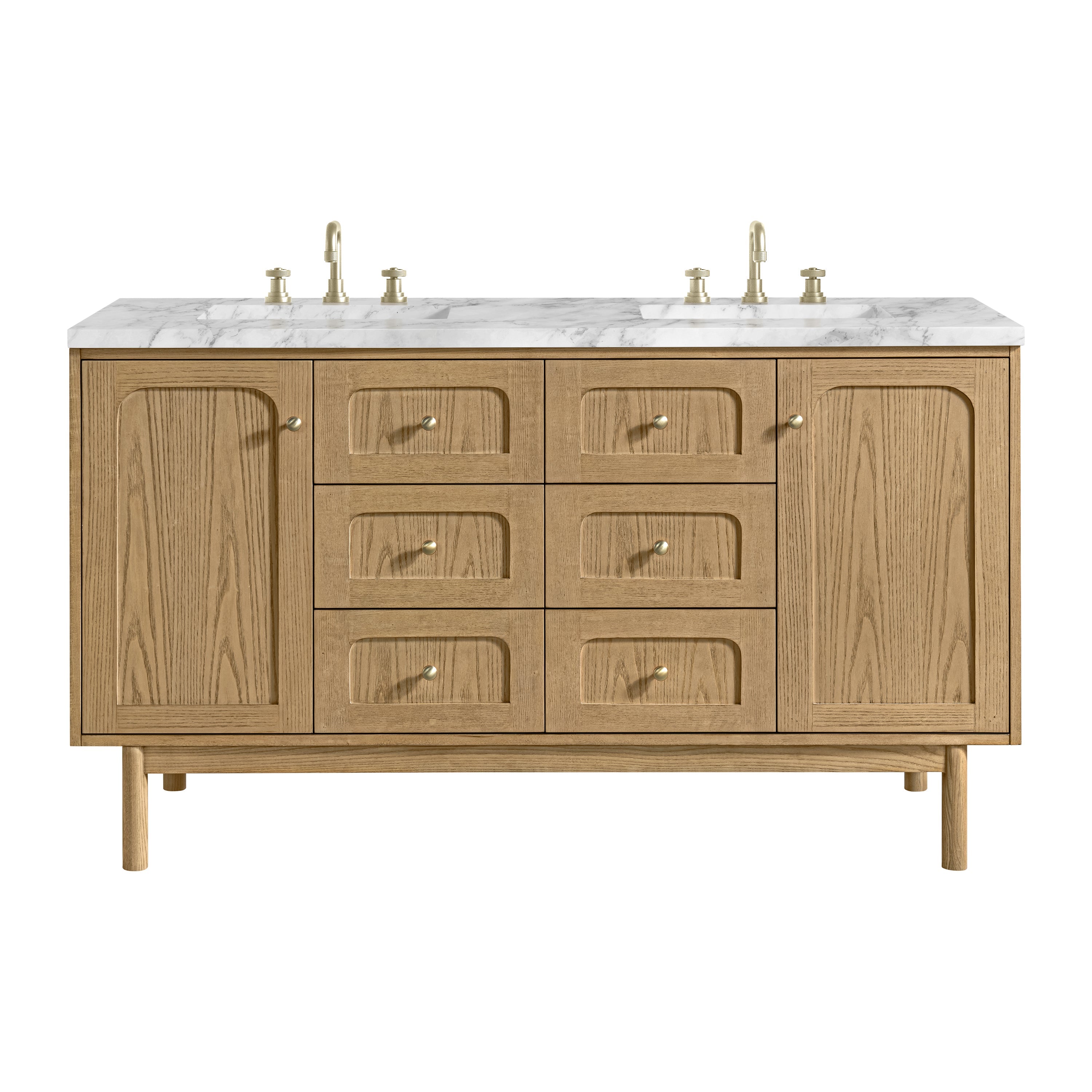 Light Natural Oak / Carrara White - 3 Faucet Holes
