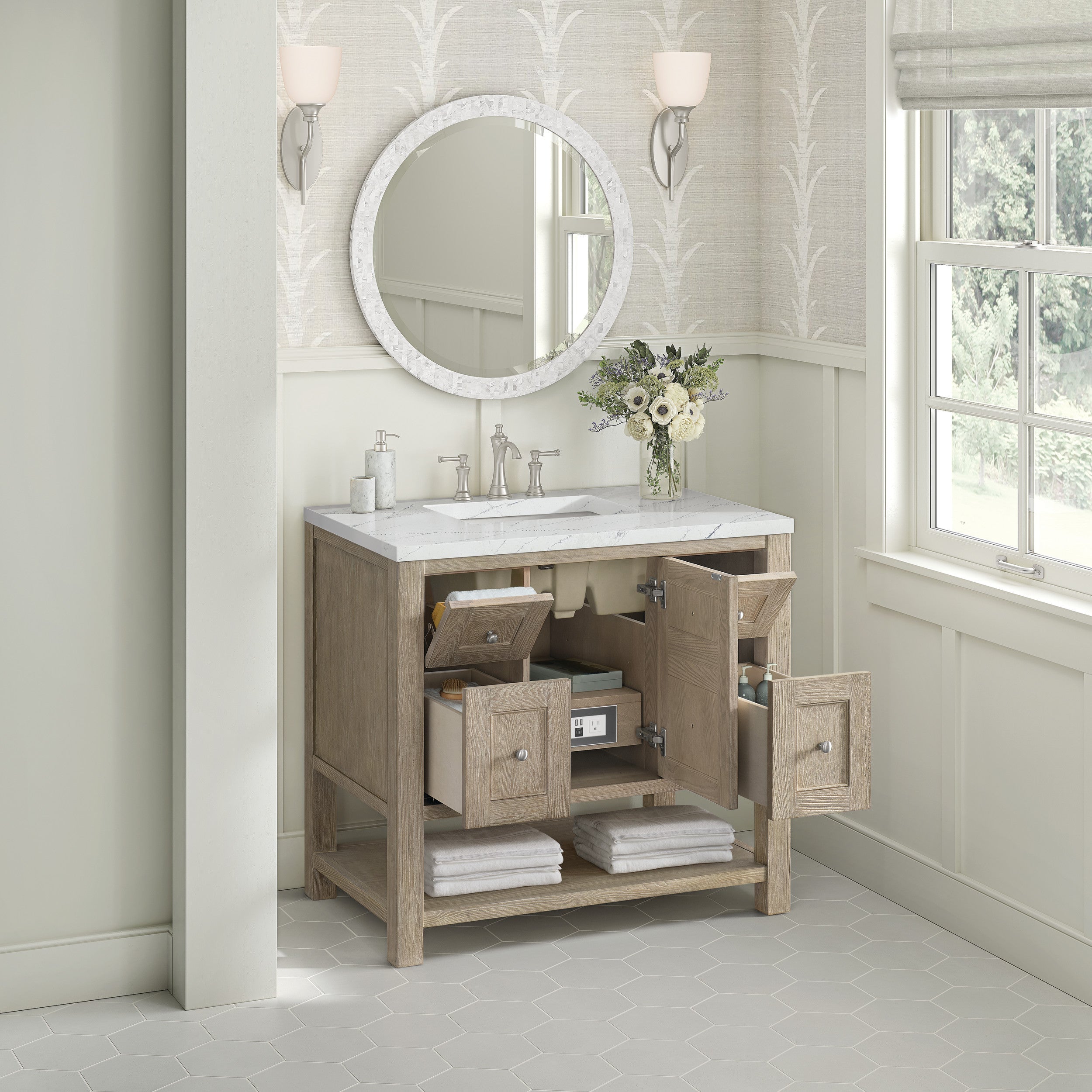 Whitewashed Oak / Ethereal Noctis - 3 Faucet Holes