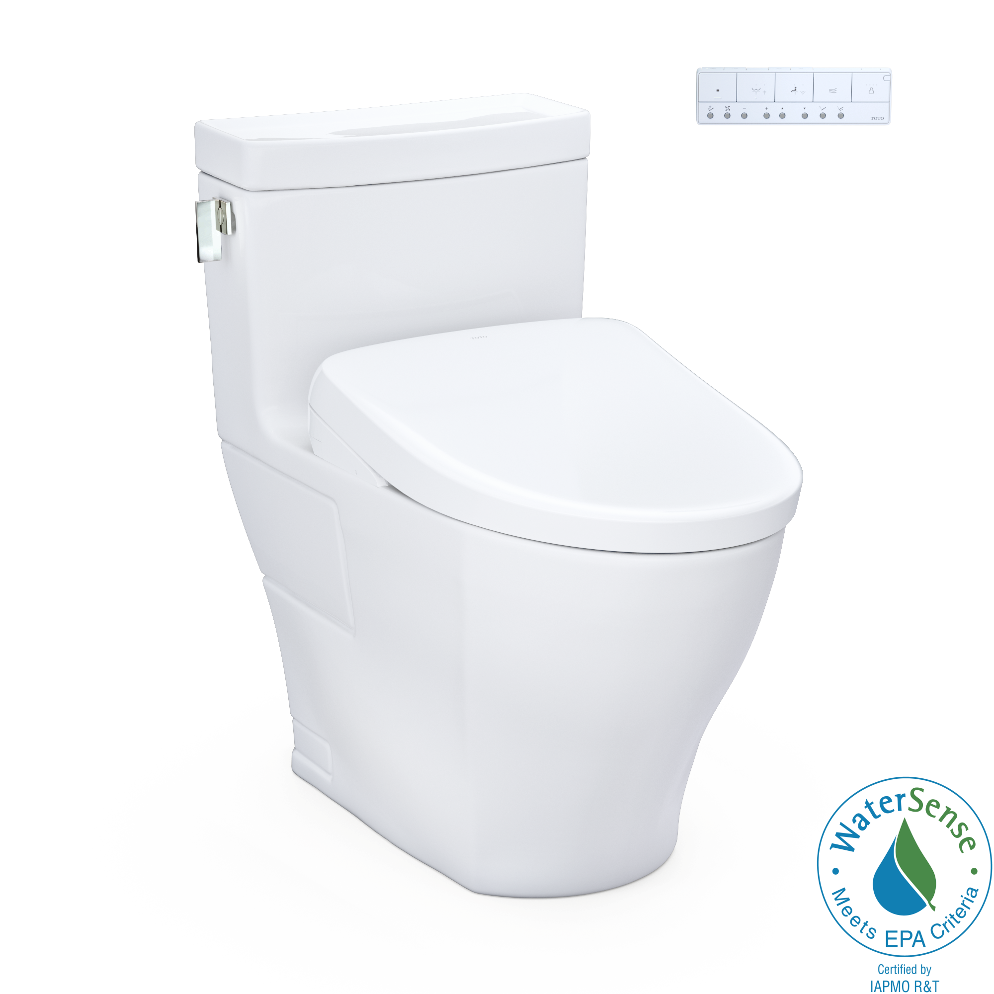 Toto Washlet+ Legato One Piece Elongated 1.28 GPF Toilet and Contemporary Washlet S7 Contemporary Bidet Seat