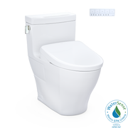 Toto Washlet+ Legato One Piece Elongated 1.28 GPF Toilet and Contemporary Washlet S7 Contemporary Bidet Seat