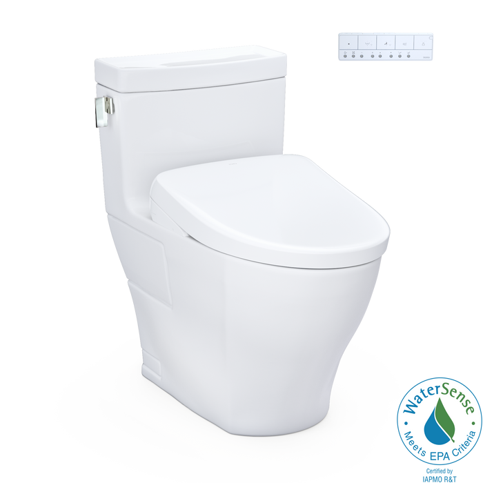 Toto Washlet+ Legato One Piece Elongated 1.28 GPF Toilet and Contemporary Washlet S7 Contemporary Bidet Seat