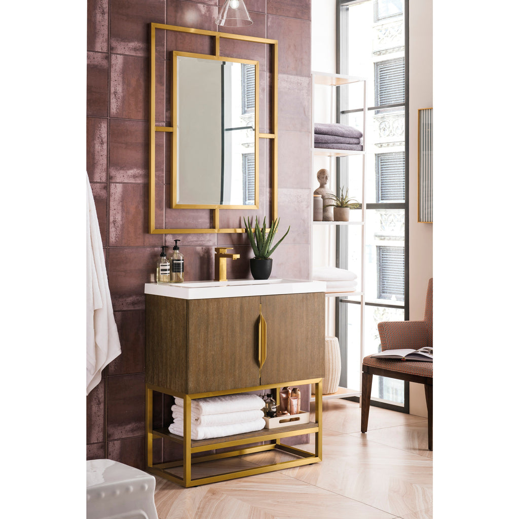 Latte Oak / Radiant Gold / Glossy White - 1 Faucet Hole