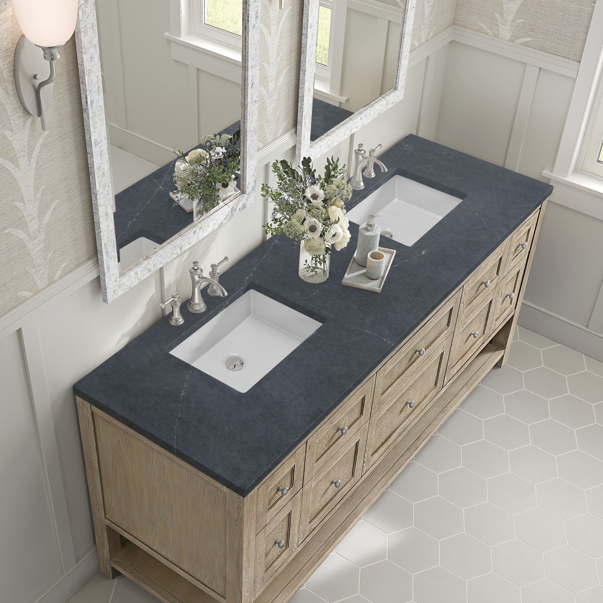 Whitewashed Oak / Charcoal Soapstone - 3 Faucet Holes