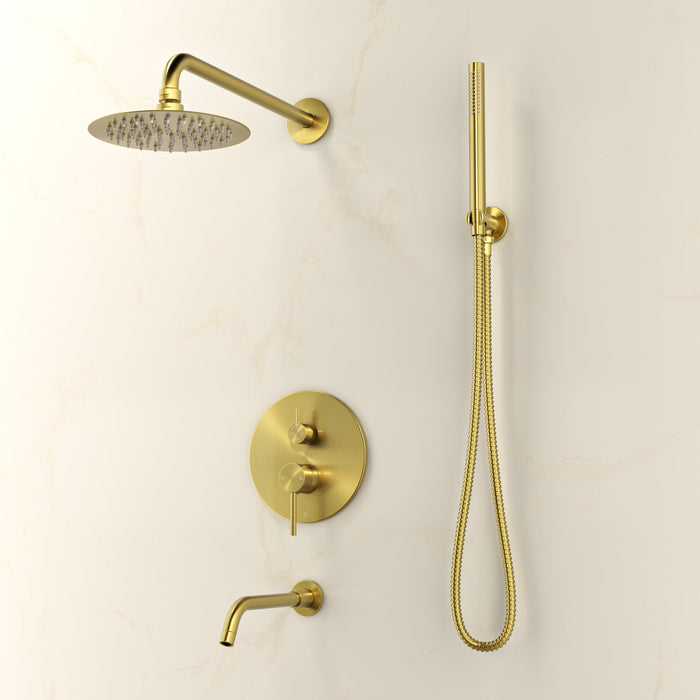 Brushed Gold / With Hand Sprayer / With Tub Filler