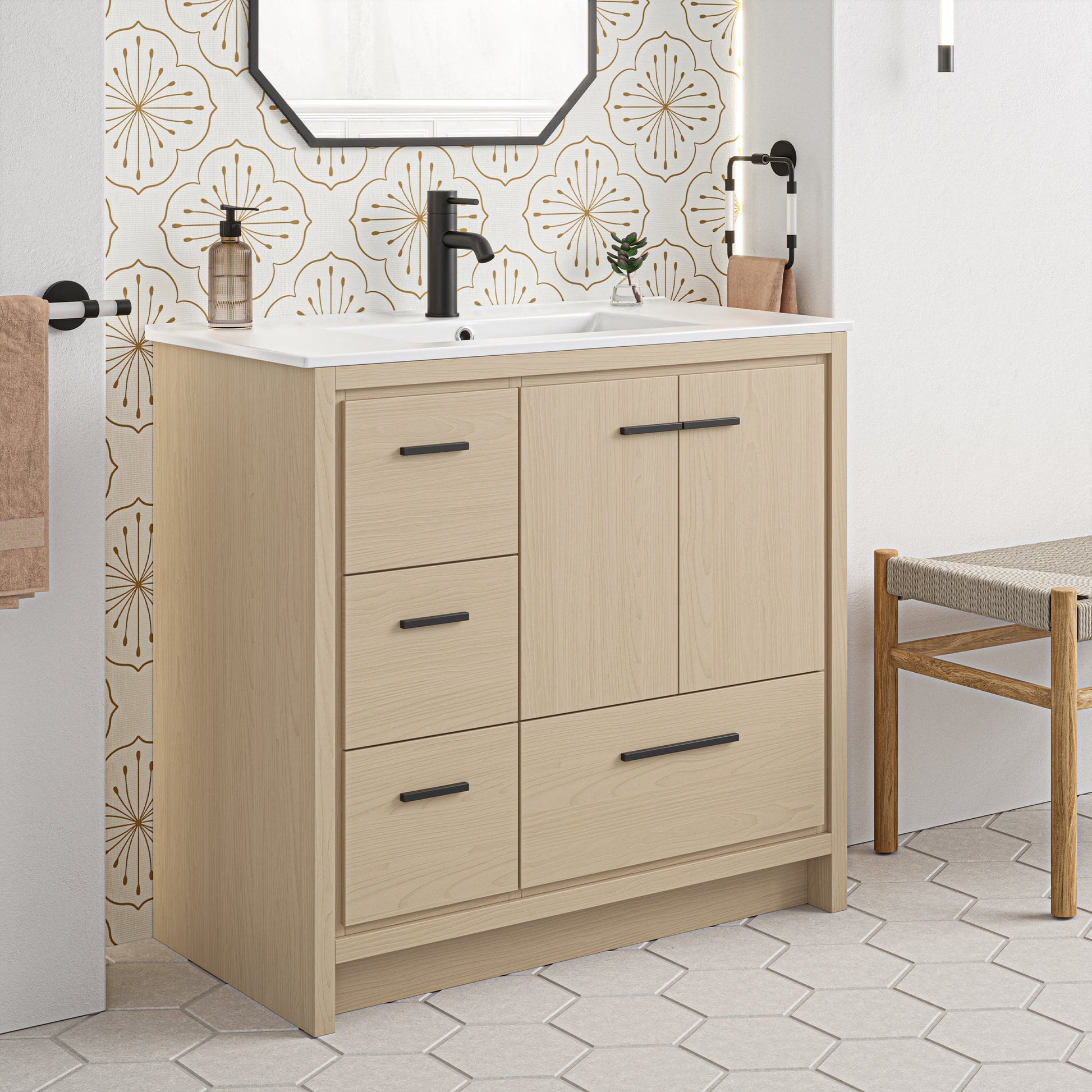Natural Oak / White / 1-Hole
