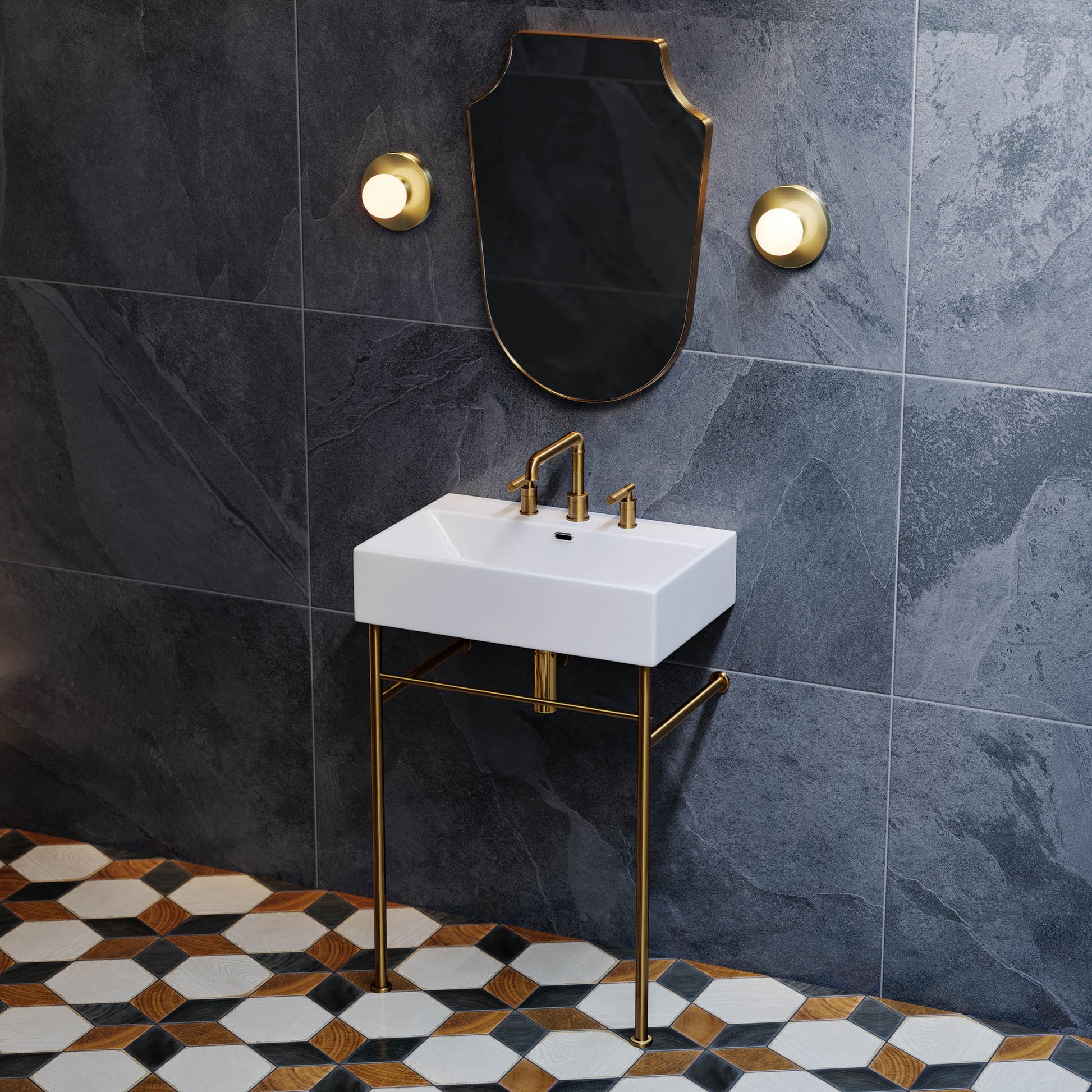 Brushed Gold / White / 3-Hole