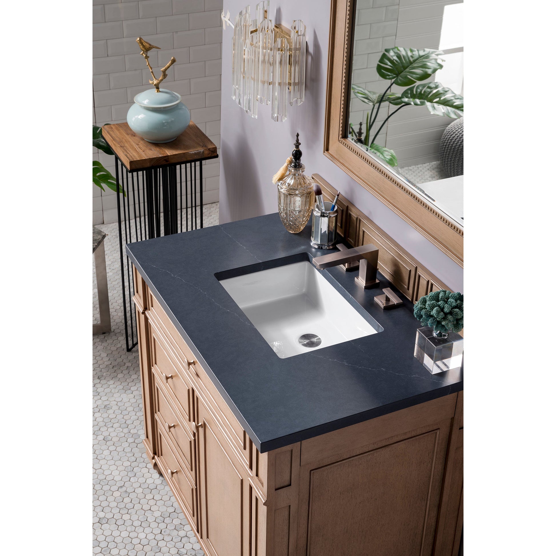Whitewashed Walnut / Charcoal Soapstone - 3 Faucet Holes