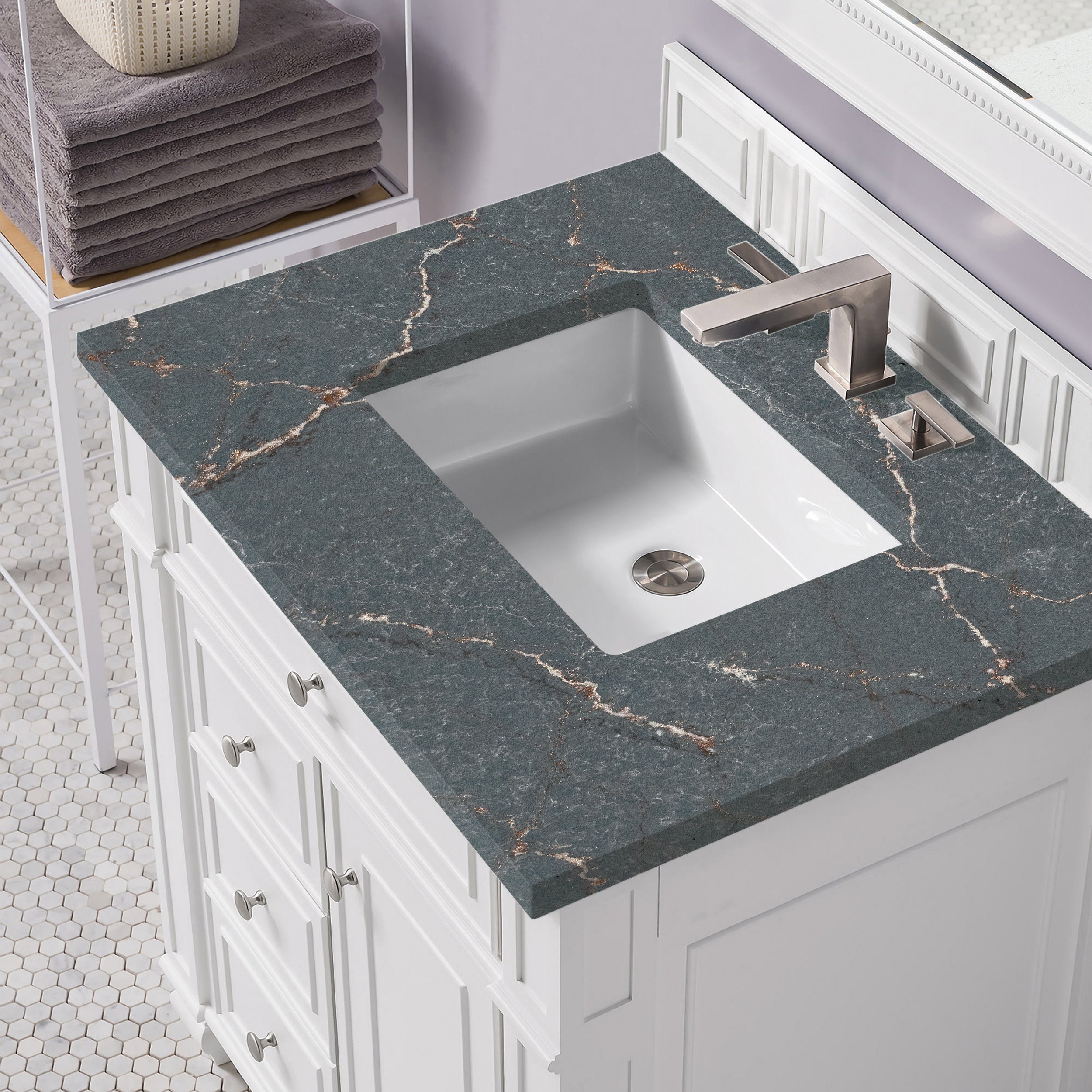 Bright White / Parisien Bleu - 3 Faucet Holes