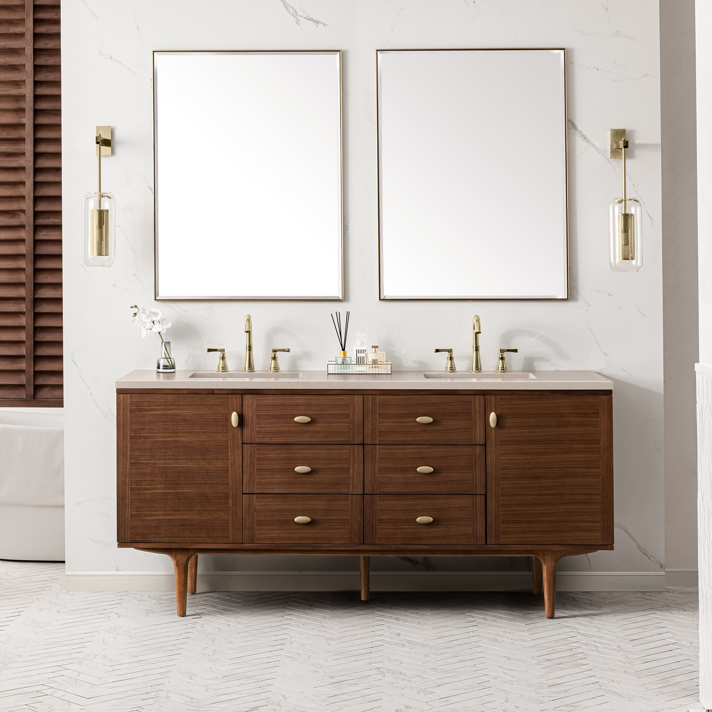 Mid-Century Walnut / Eternal Marfil - 3 Faucet Holes