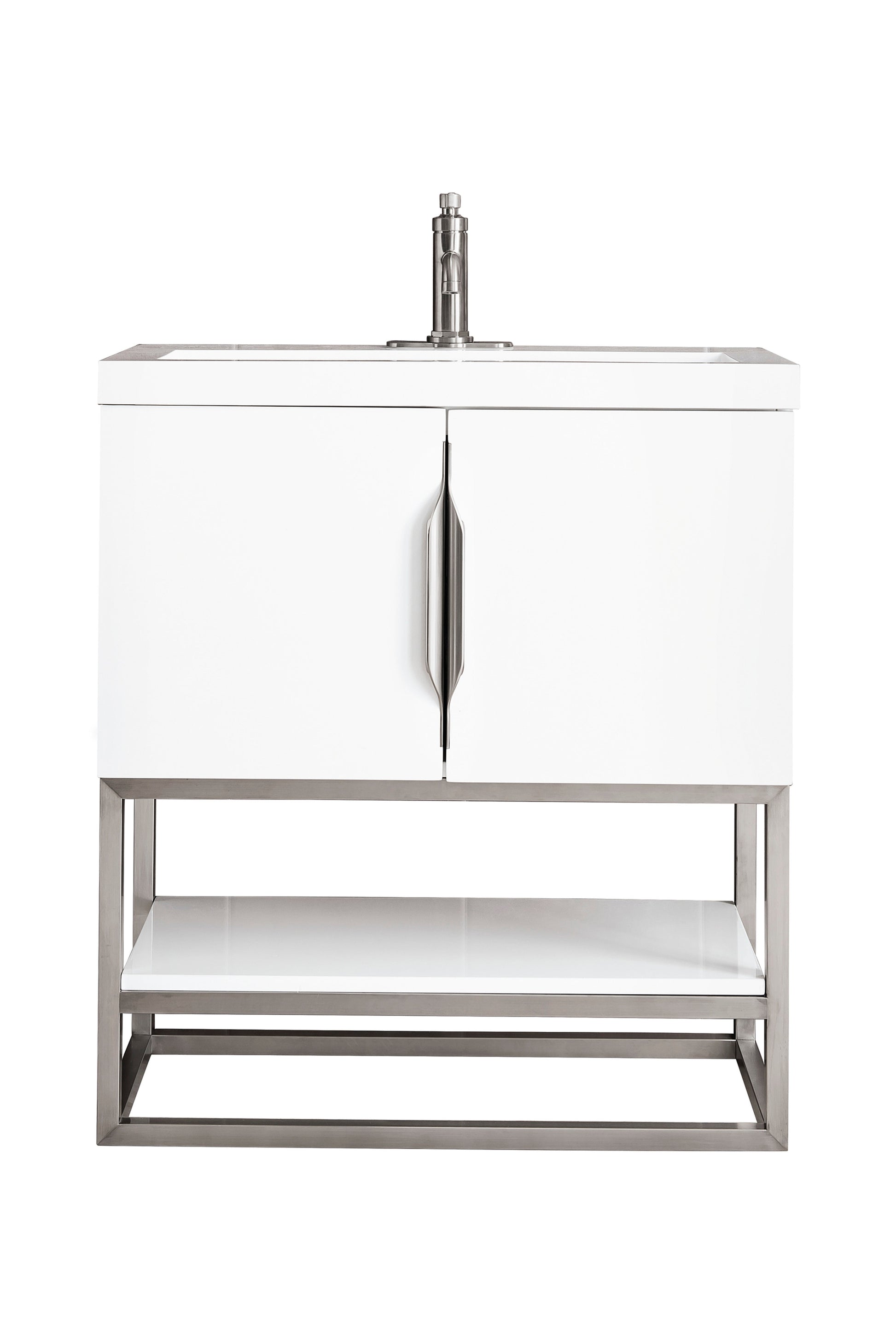 Glossy White / Brushed Nickel / Glossy White - 1 Faucet Hole