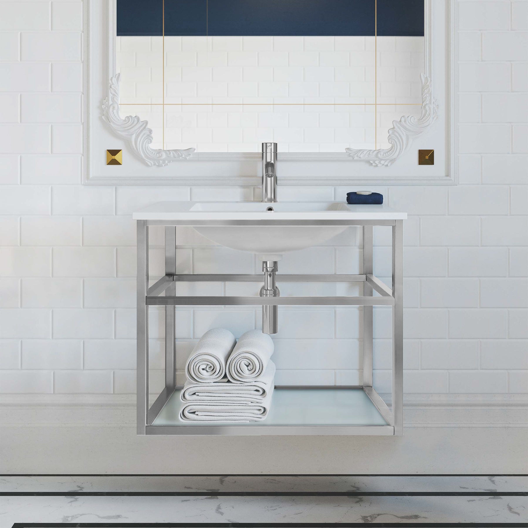 Chrome / White / 1-Hole