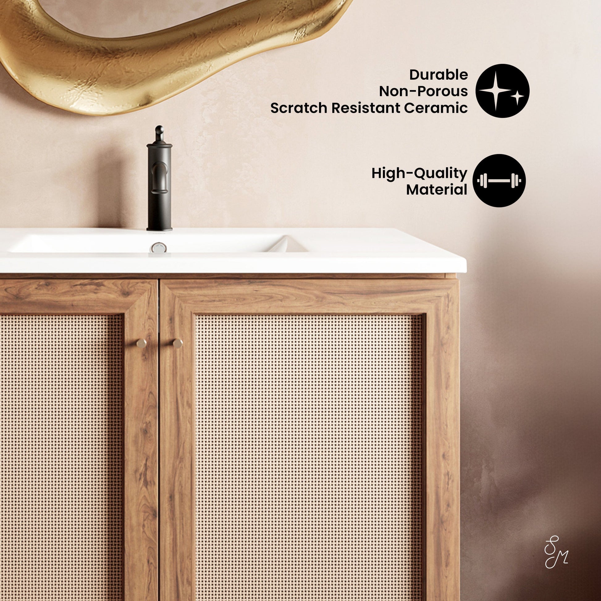 Golden Oak / White / 1-Hole