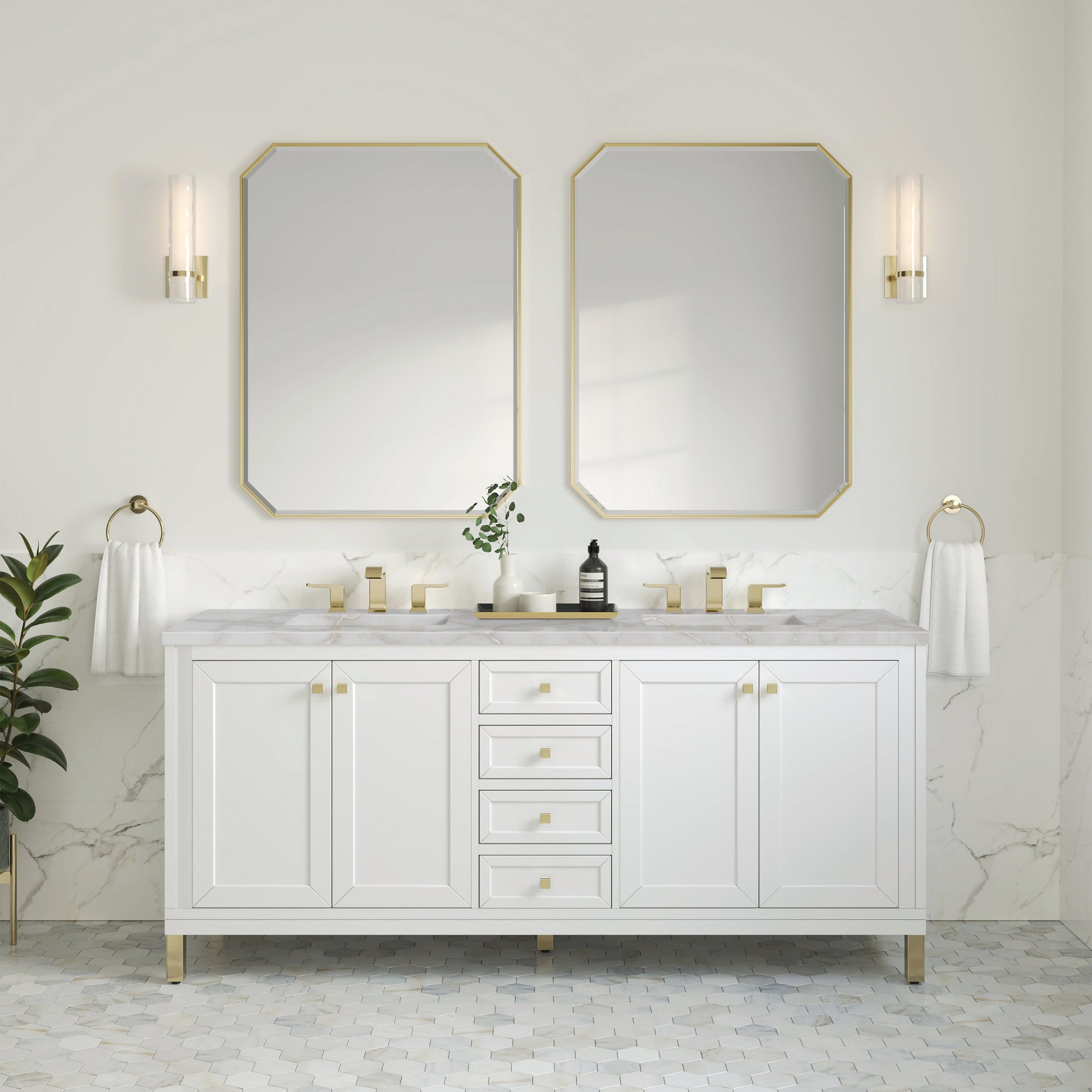 Glossy White / Victorian Silver - 3 Faucet Holes