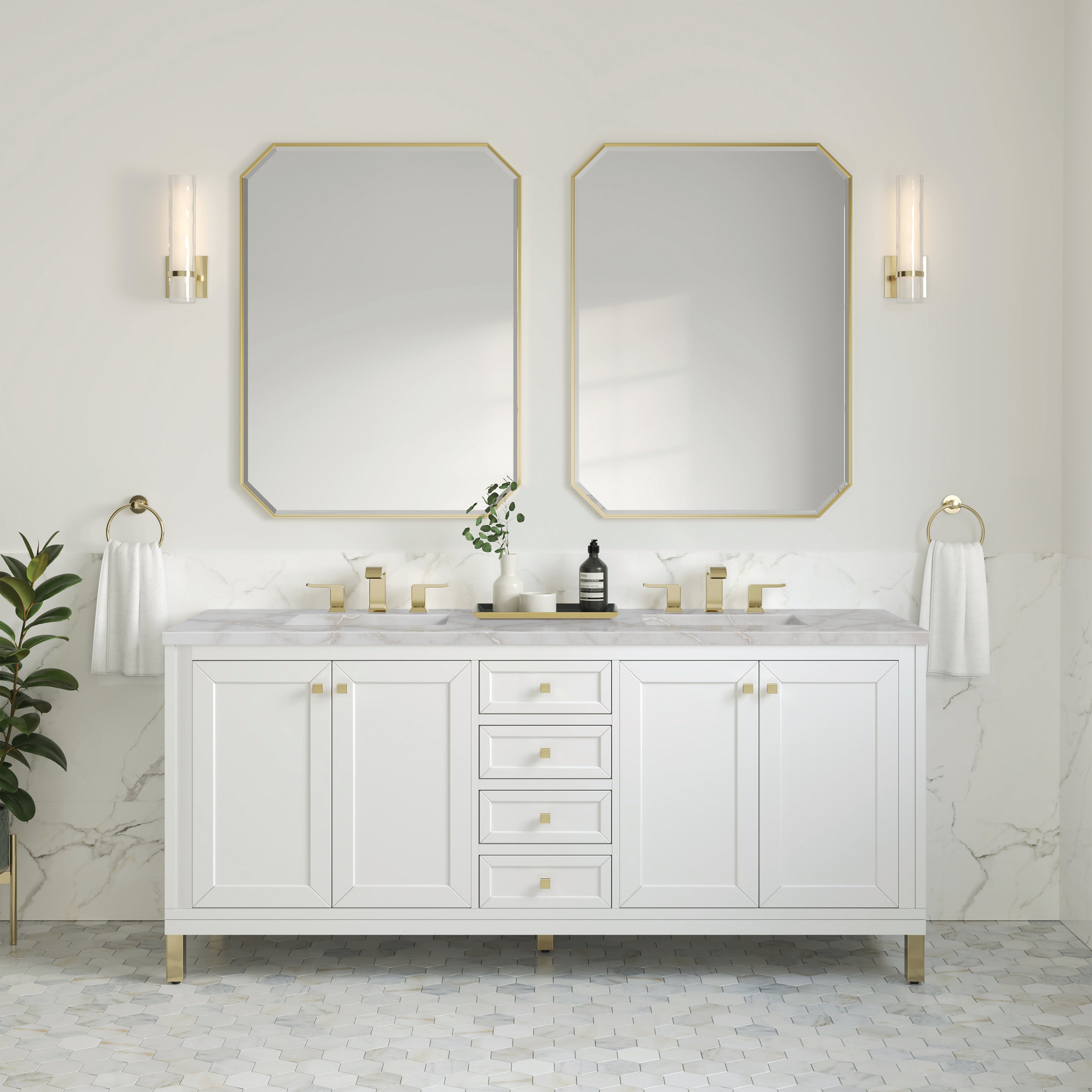 Glossy White / Victorian Silver - 3 Faucet Holes