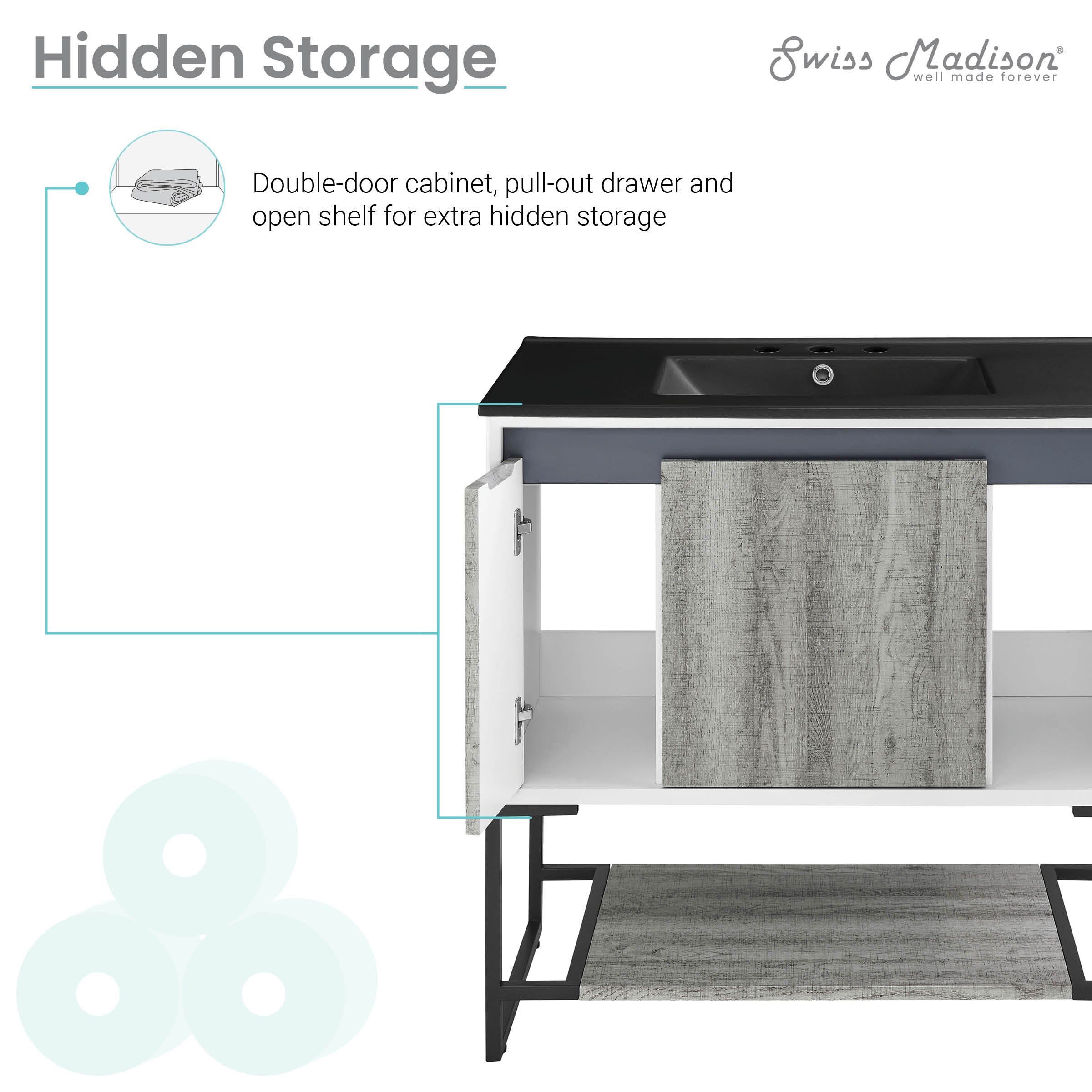 Gray Oak / Matte Black / 3-Hole
