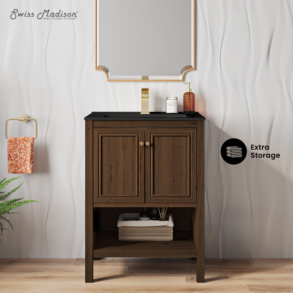 Brown Oak / Black / 1-Hole