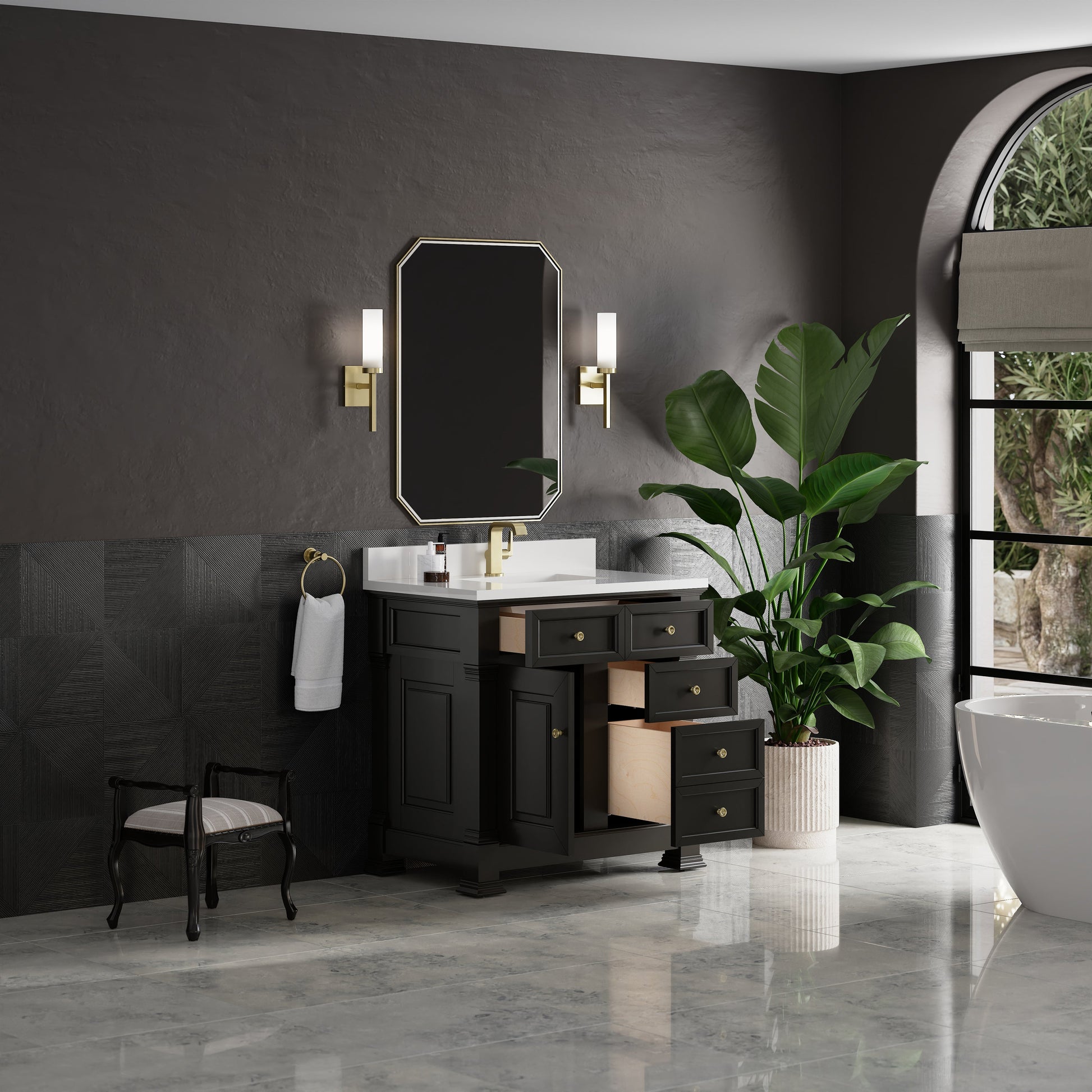 Black Onyx / White Zeus - 1 Faucet Hole