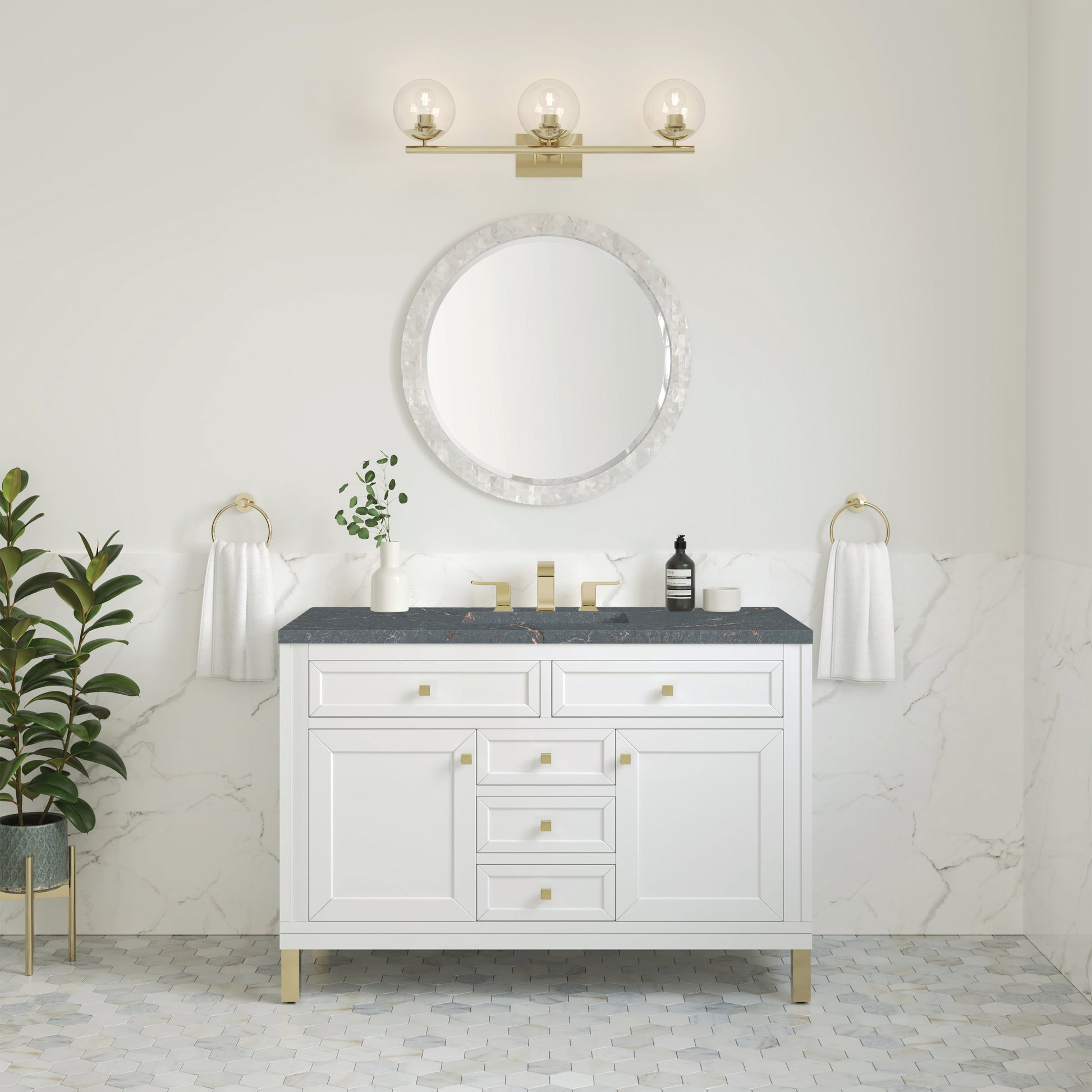 Glossy White / Parisien Bleu - 3 Faucet Holes